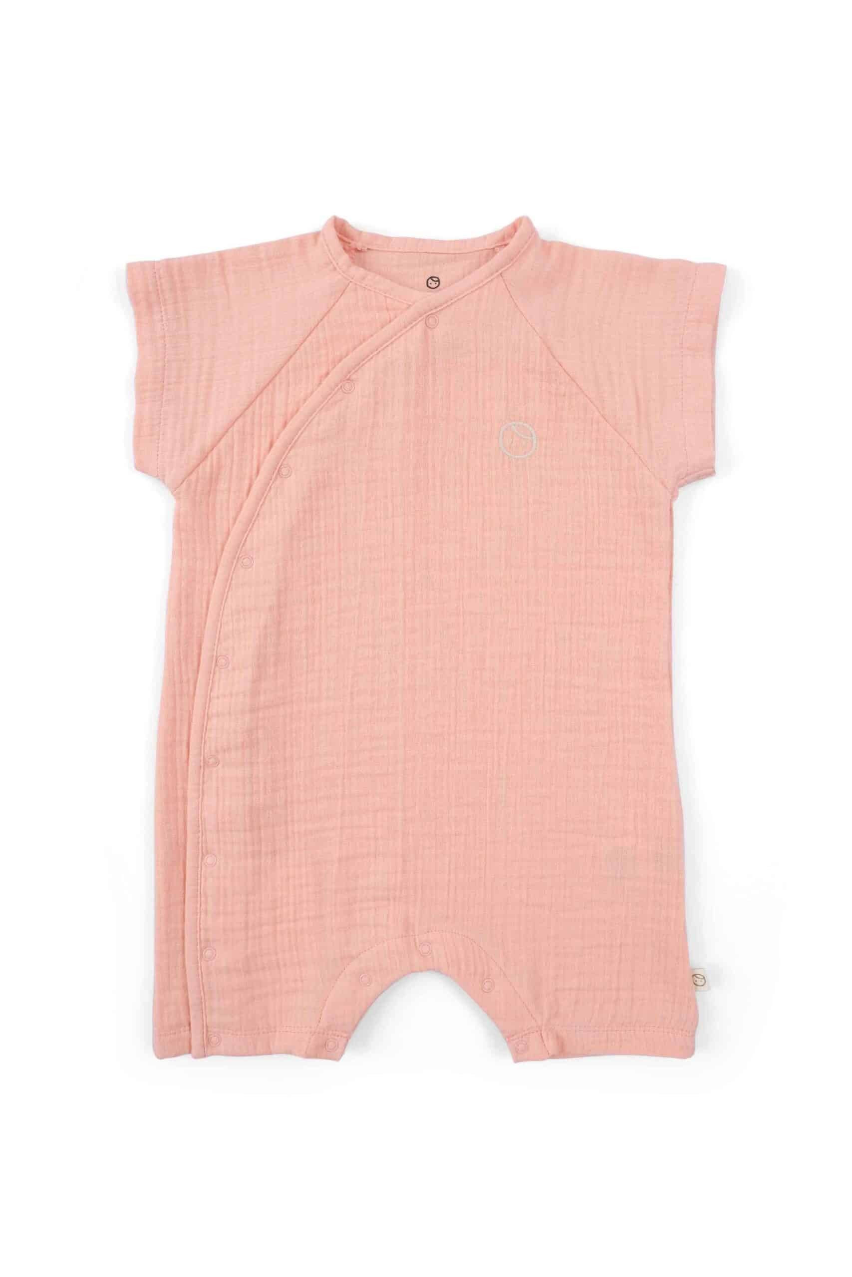 Organic Cotton Muslin Side Collared Romper - Pink | Soft & Stylish for Babies