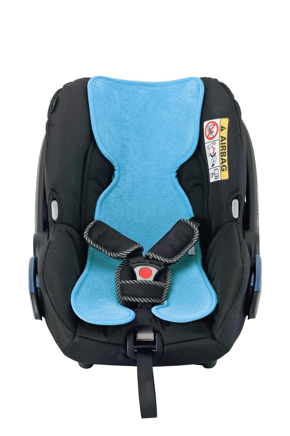 Organic Cotton Blue Baby Car Seat Cushion (0-1 Years) | Soft and Supportive Comfort