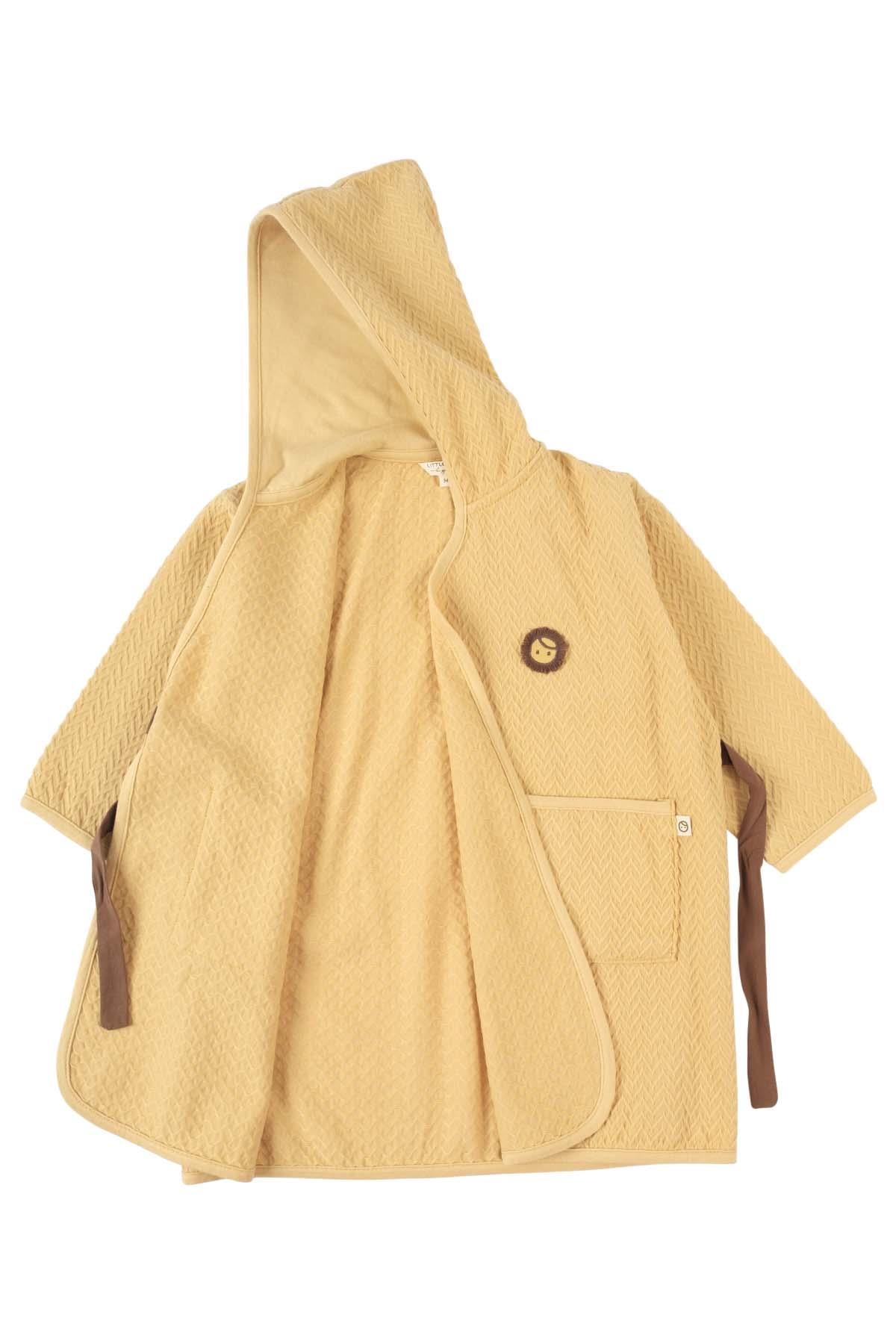 Organic Cotton Jacquard Bathrobe - Yellow | Soft, Absorbent, and Cozy for Kids