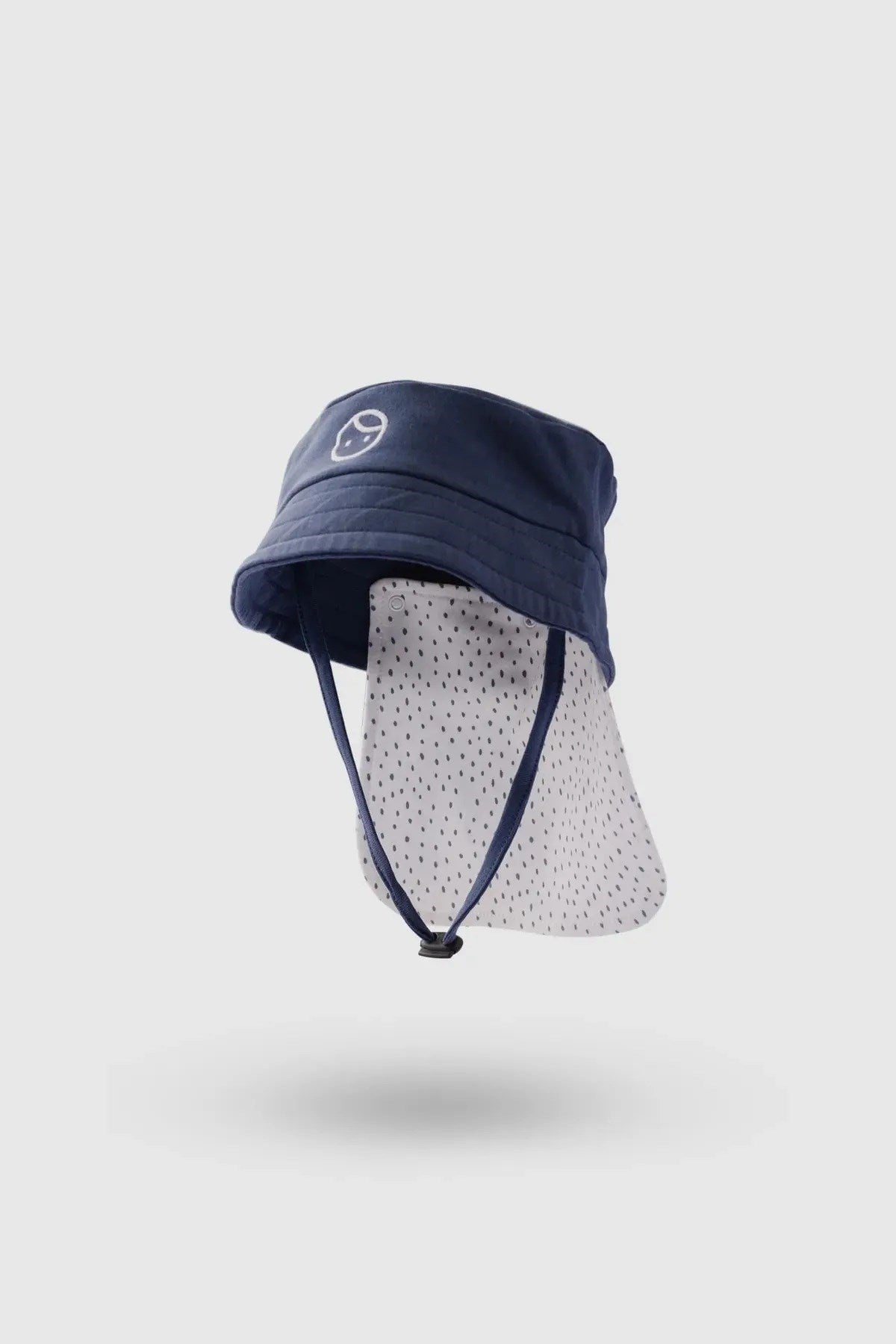 Navy Baby Sun Hat with Strap - Secure, Soft & Protective