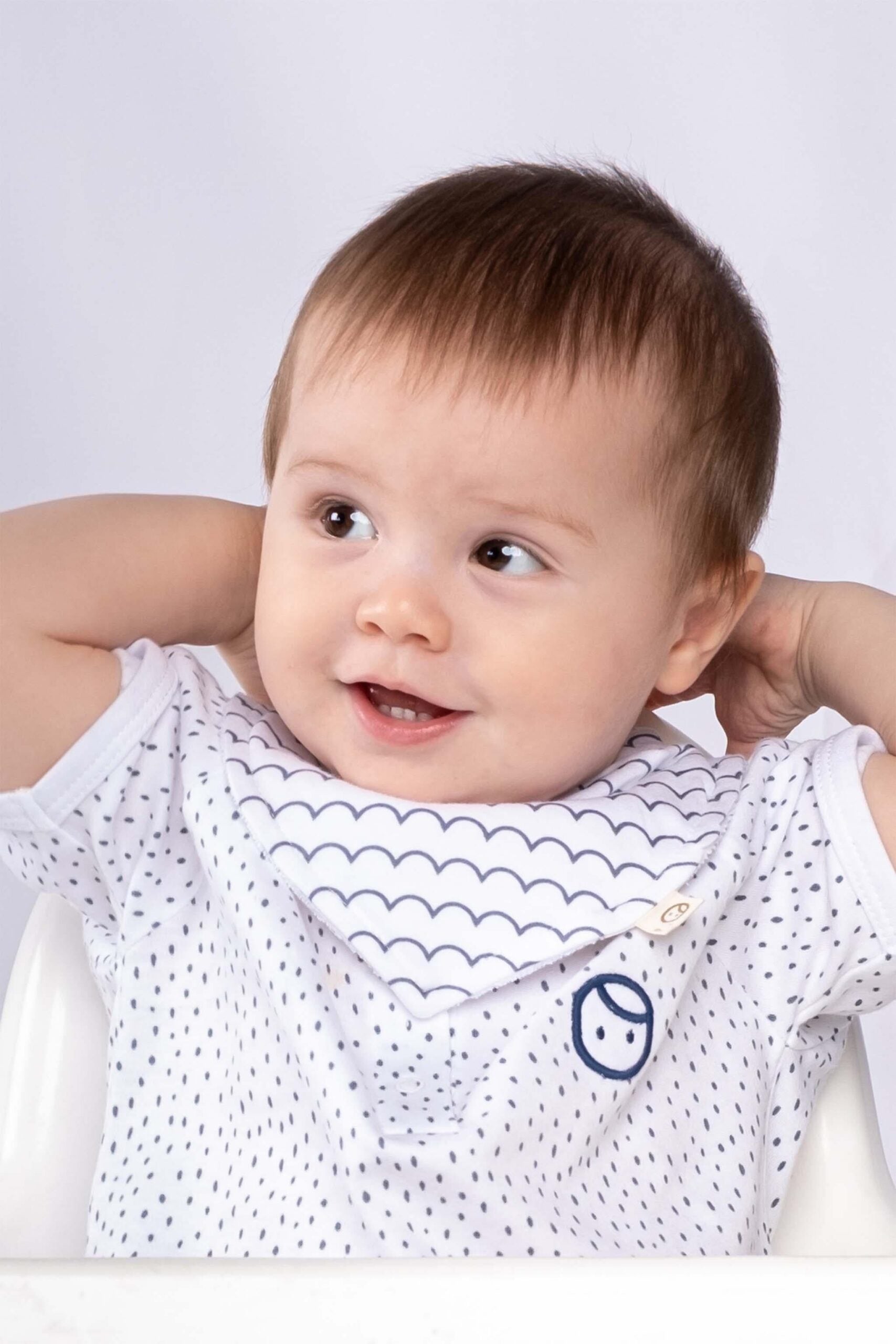 Bandana Bib Set with Marine Pattern - White | Soft & Absorbent for Babies