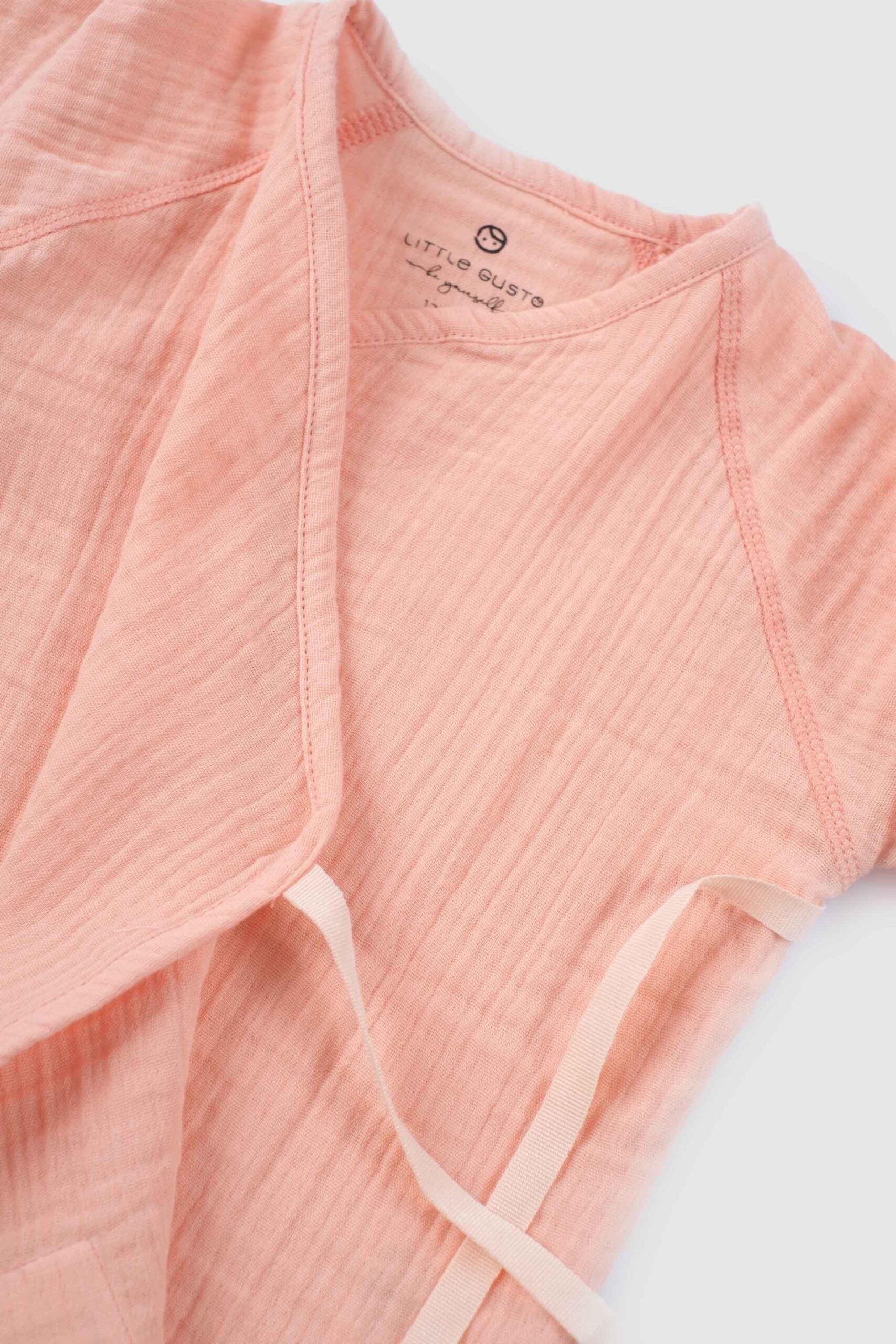 Organic Muslin Cotton Jacket Kimono-Style Bodysuit - Pink