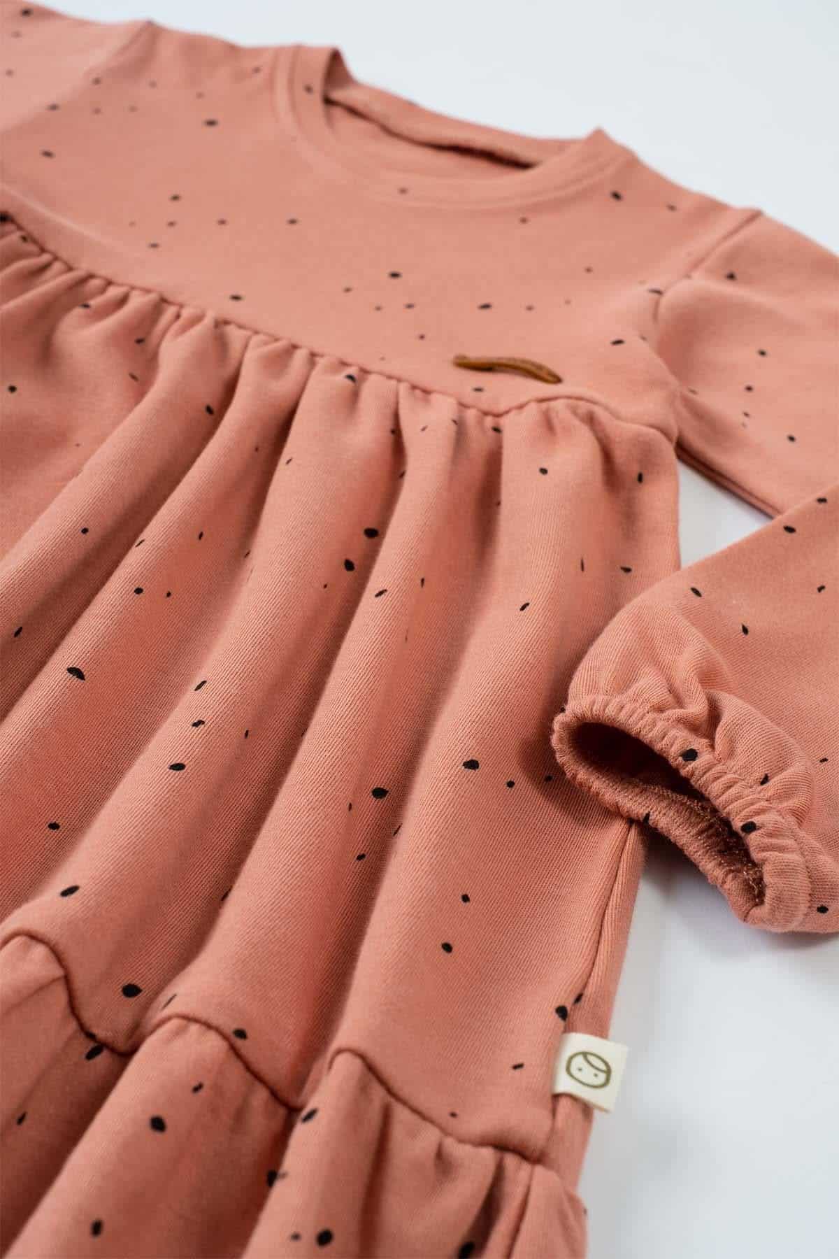 Organic Cotton Long Sleeve Tiered Dress in Pink Cosmos - Elegant