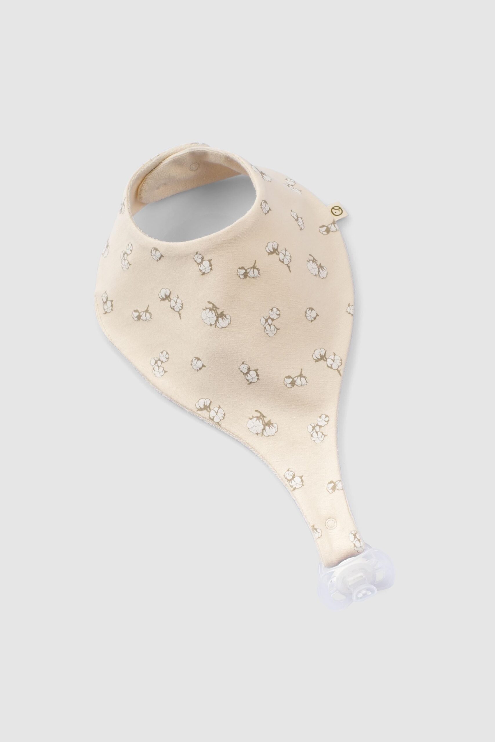 Liquid Proof Organic Cotton Dummy Bib - Beige with Print 