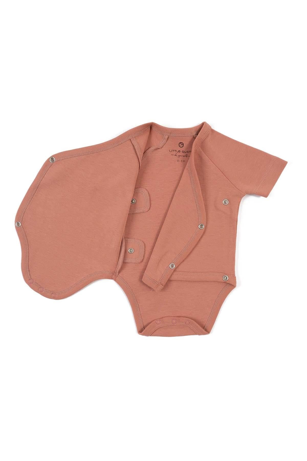 Pink Organic Cotton Kimono-Style Bodysuit for Kids - Easy Side Snaps