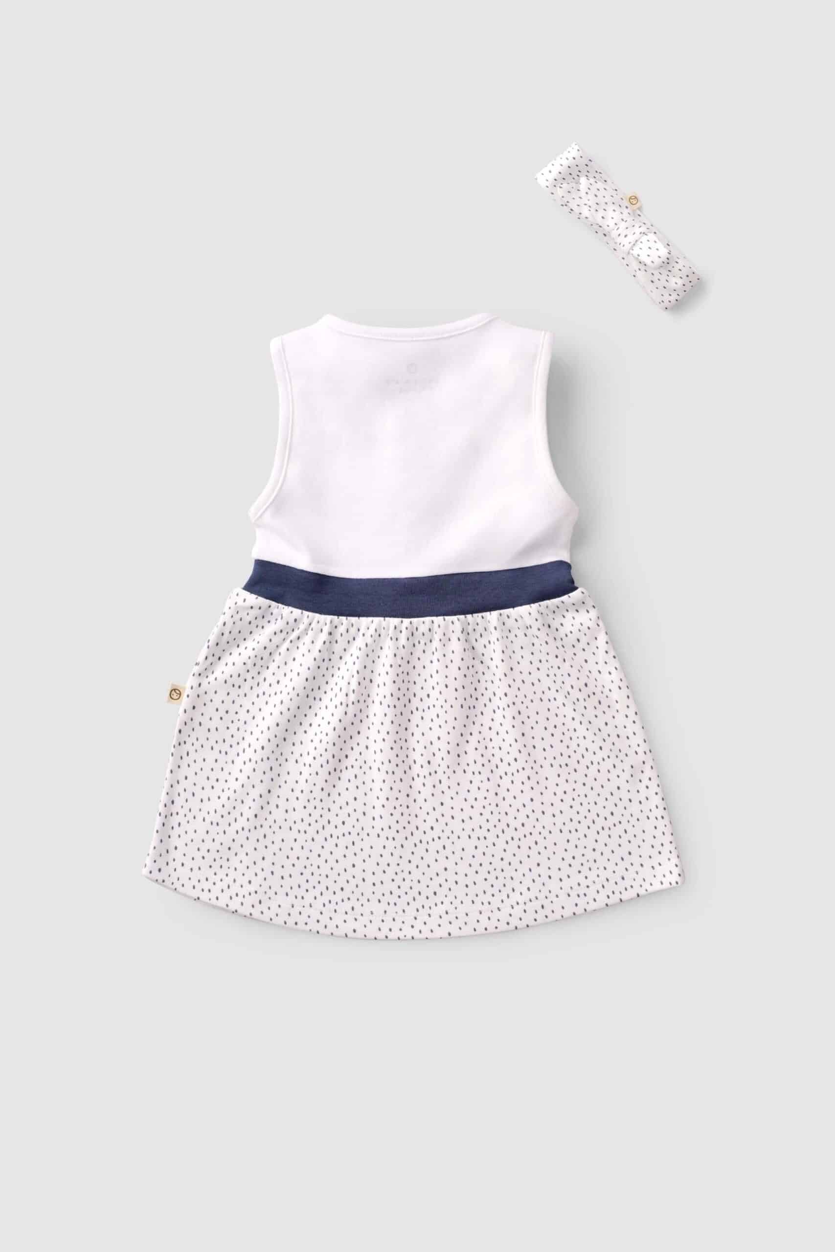 Organic Cotton Dress and Headband Set with Drop Pattern