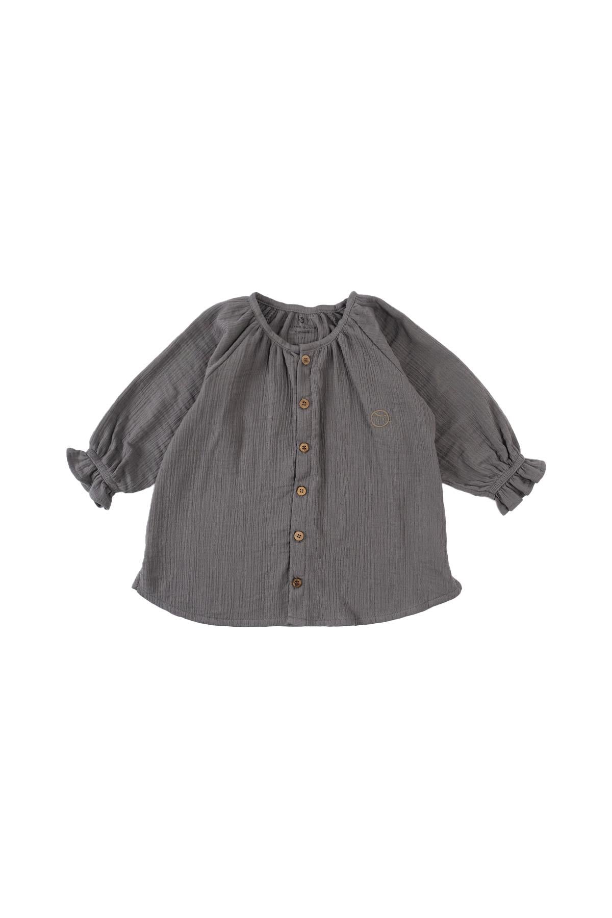 Organic Cotton Muslin Shirt for Kids in Grey - Soft, Breathable, and Comfortable