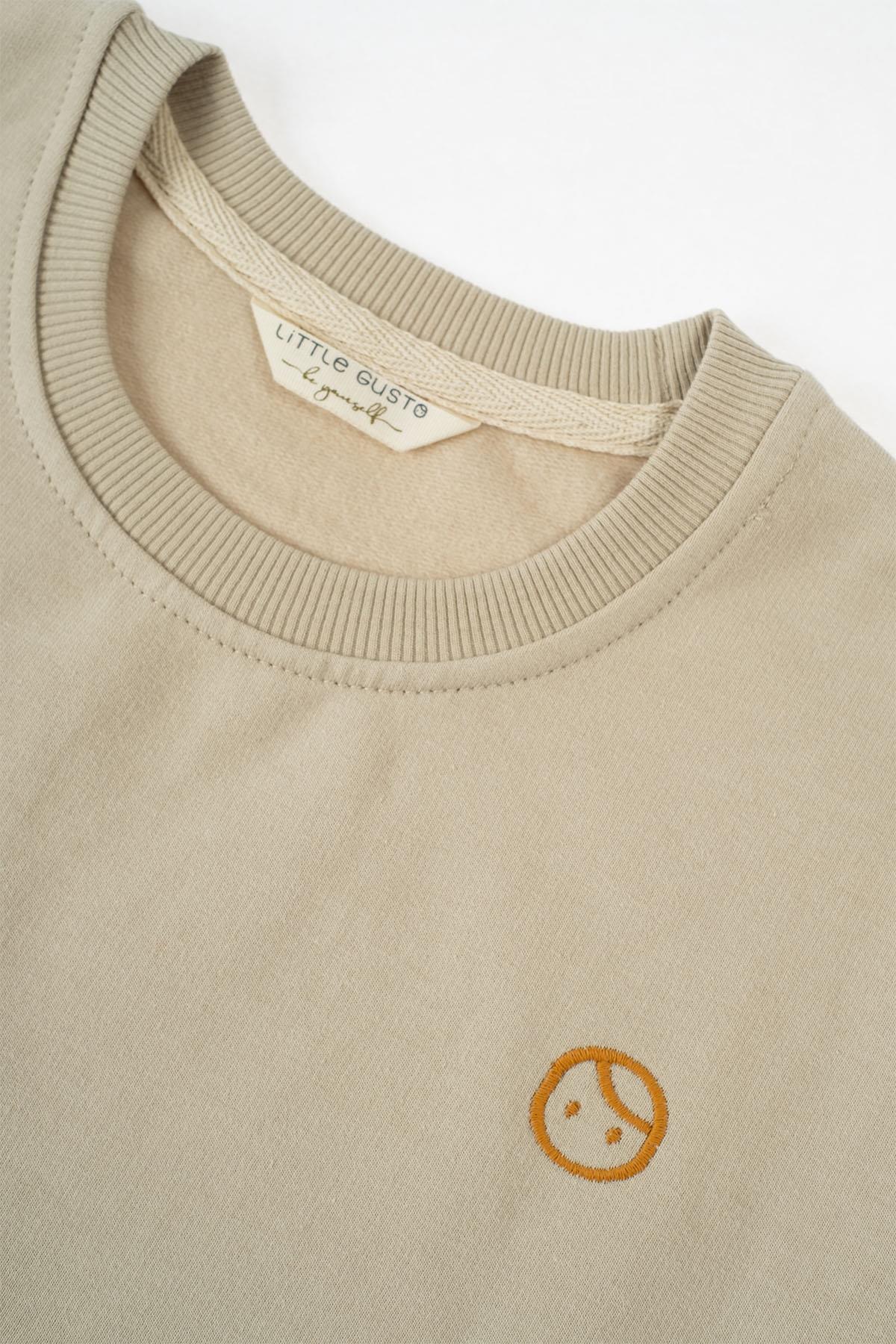 Organic Cotton Balloon Sleeve Sweatshirt - Beige | Cozy and Sustainable Fashion