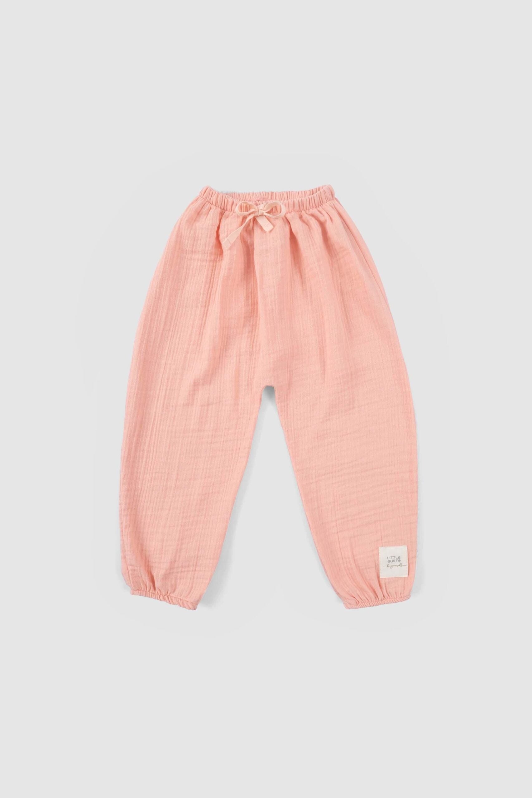 Organic Cotton Muslin Trousers in Pink | Breathable Children's Wear