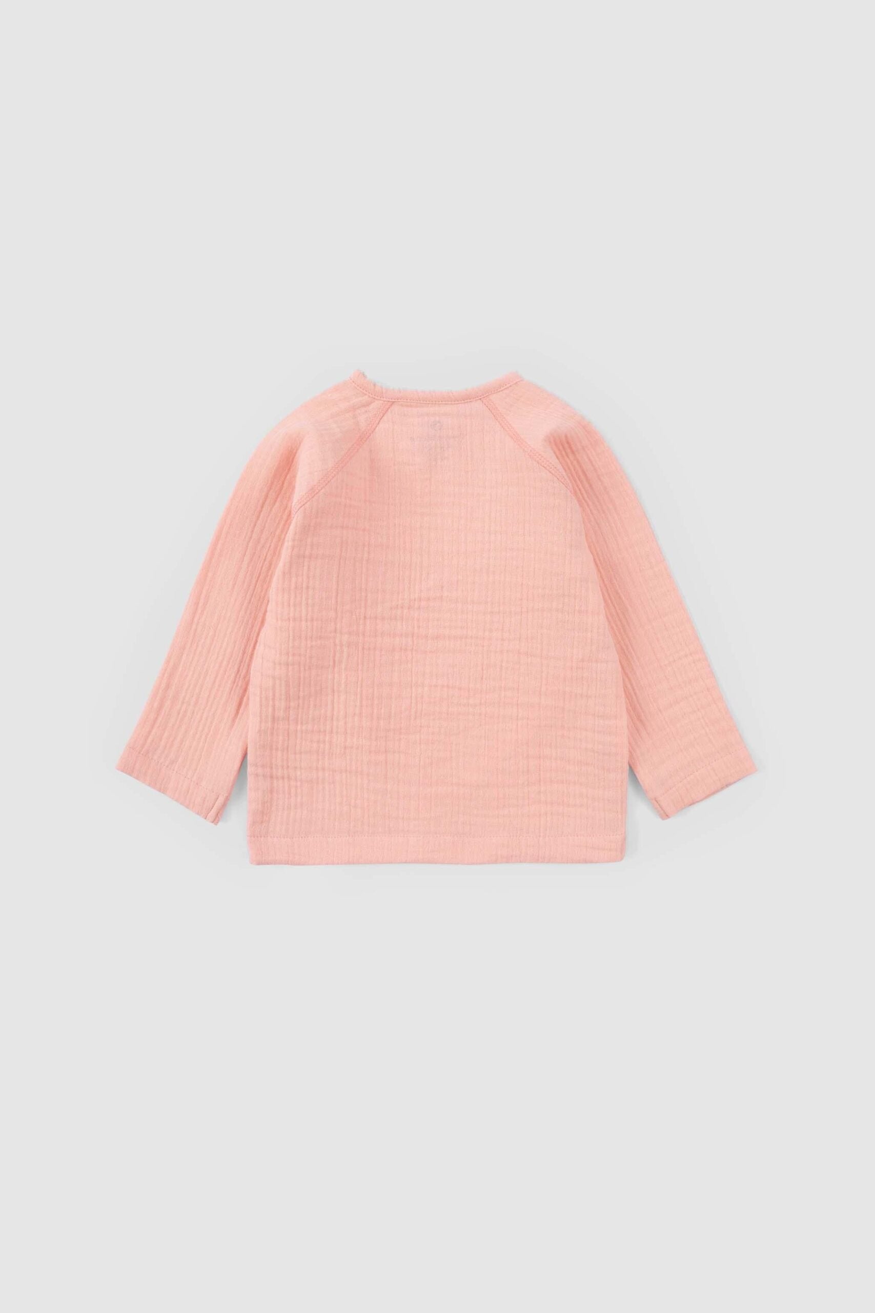 Organic Muslin Cotton Jacket Kimono-Style Bodysuit - Pink