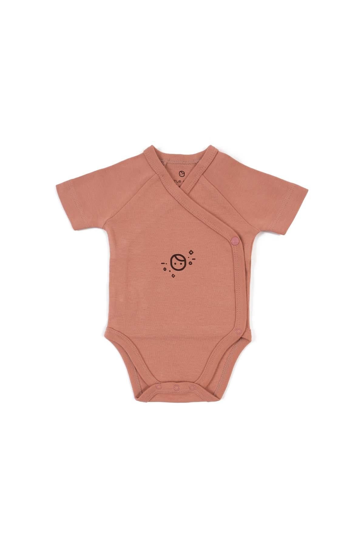 Pink Organic Cotton Kimono-Style Bodysuit for Kids - Easy Side Snaps