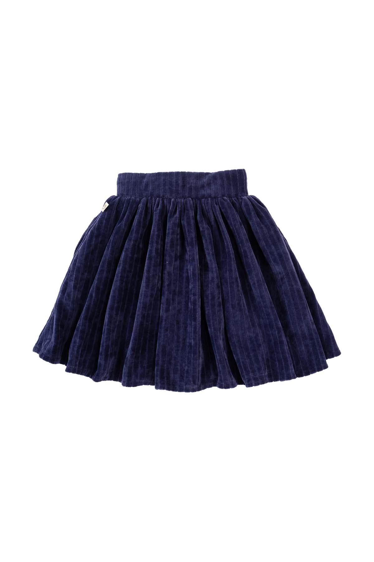 Navy Blue Velvet Mini Skirt for Girls | Elegant & Trendy Kids Wear