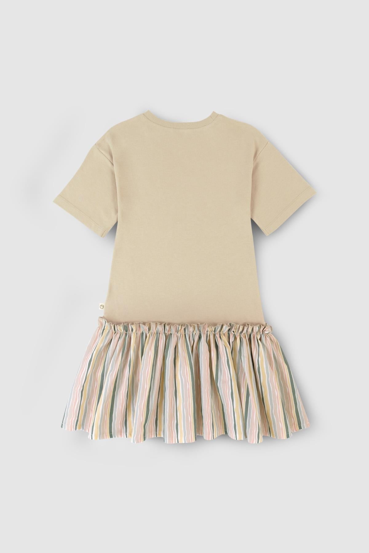 Bamboo Short Sleeve Dress with Skirt - Beige | Girls | Soft