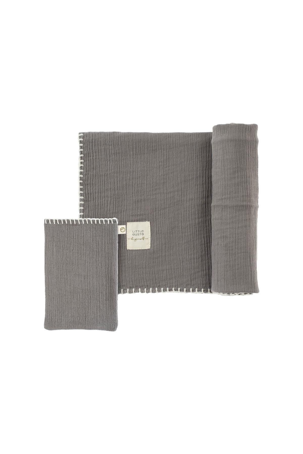 Organic Cotton Muslin Swaddle 120x120 cm - Grey | Ultra-Soft Baby Blanket