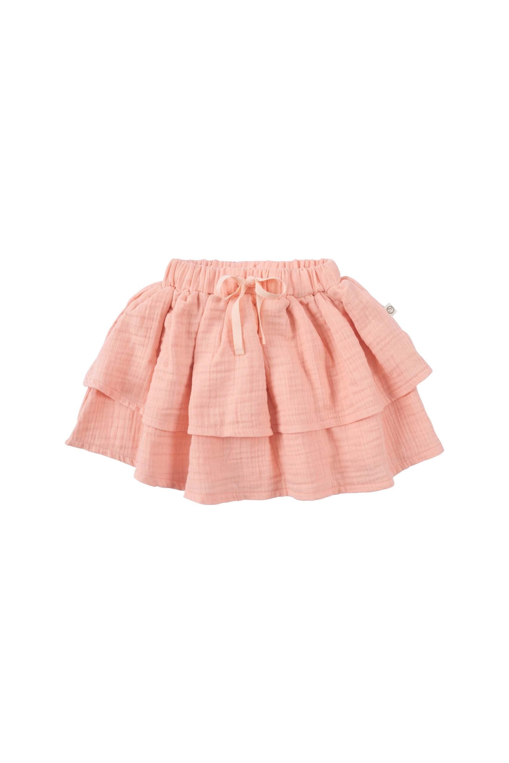 Organic Cotton Muslin Tiered Skirt in Pink | Cute and Comfortable