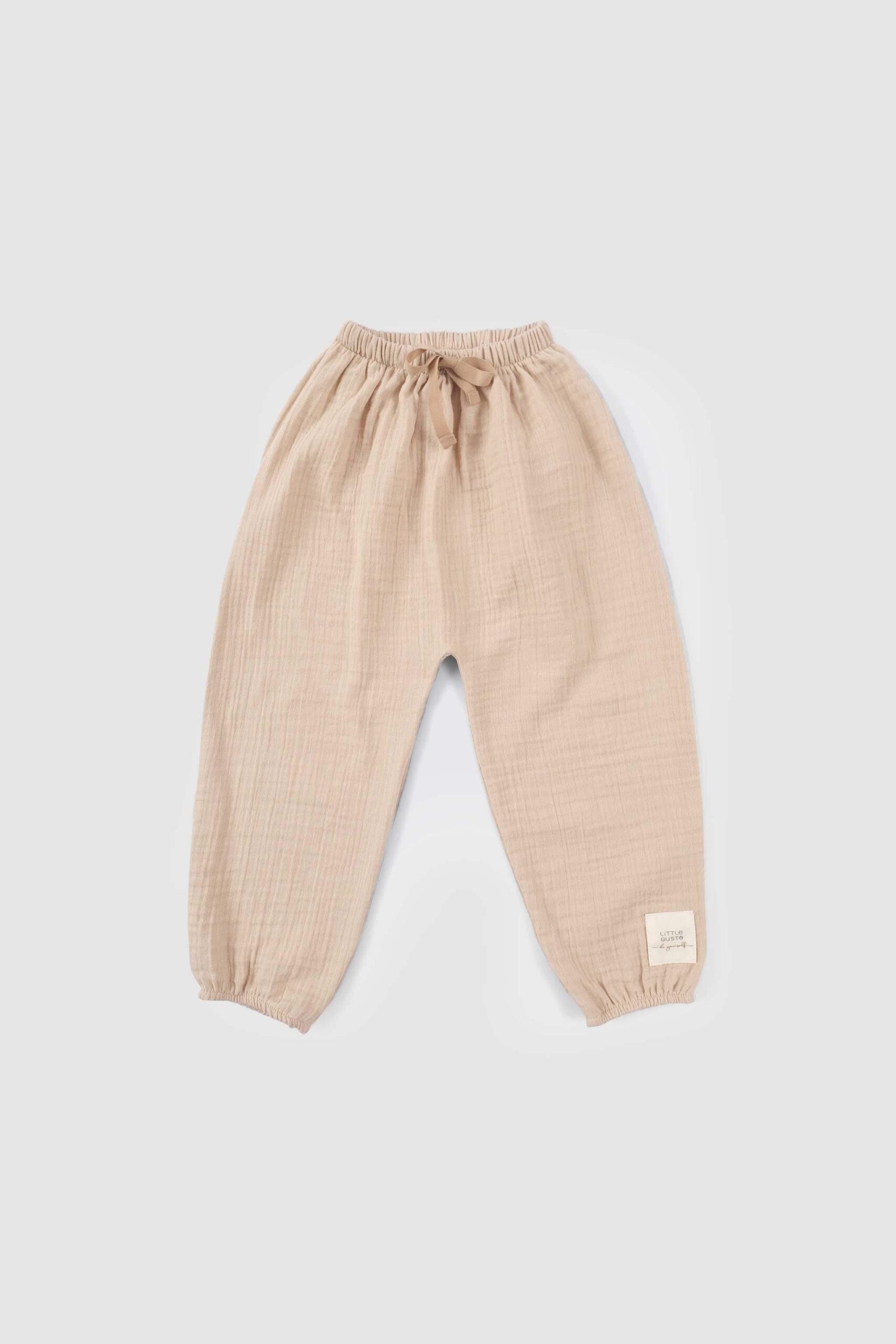 Organic Cotton Muslin Trousers in Beige | Comfortable Kids' Apparel