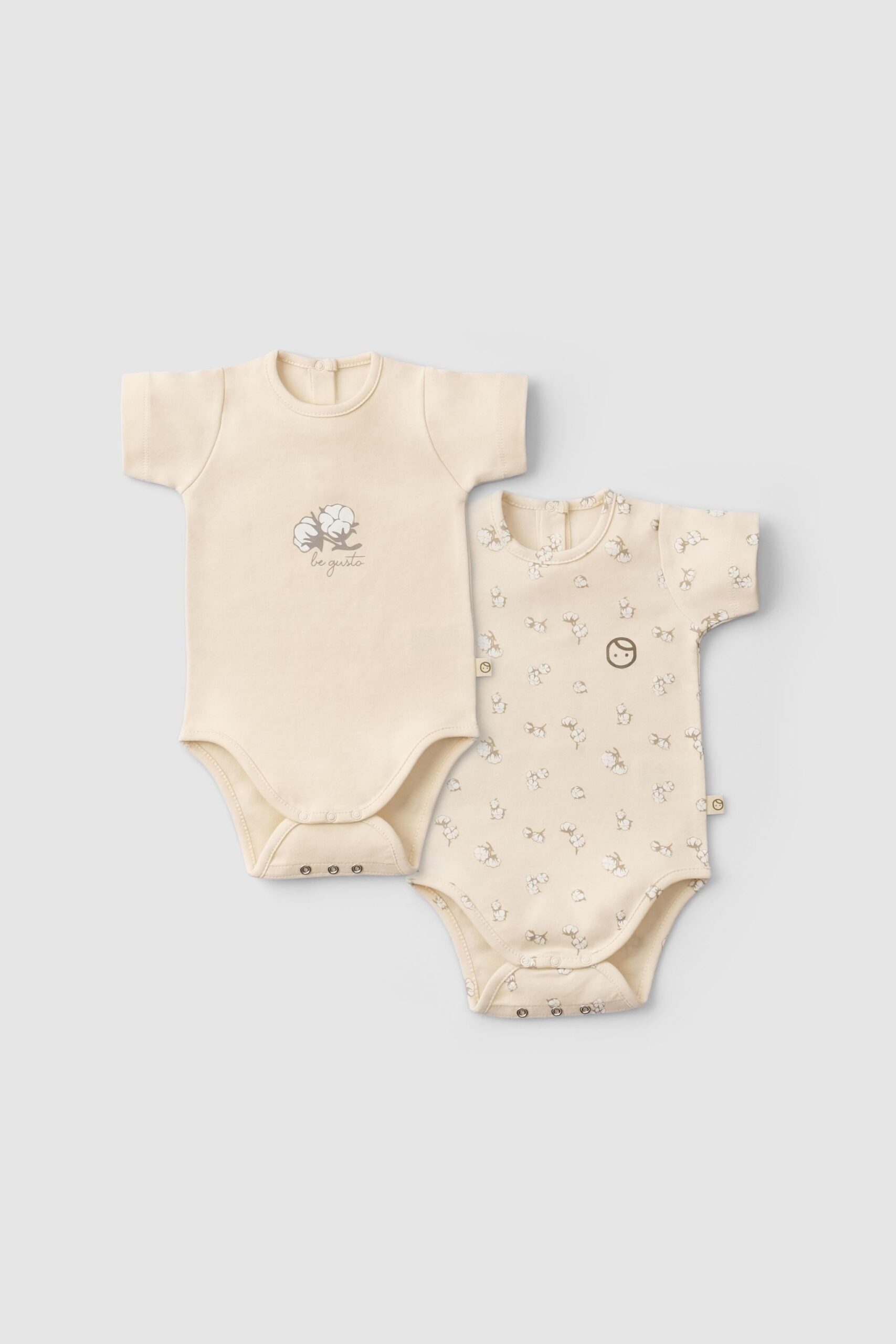 Organic Cotton Short Sleeve Bodysuit Set with Cotton Patterned ( 2 pcs )