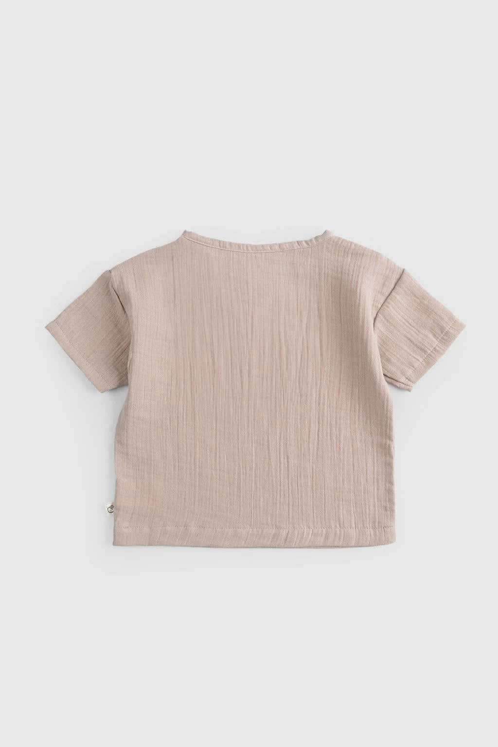 Organic Cotton Muslin Baby Buttoned T-Shirt - Beige