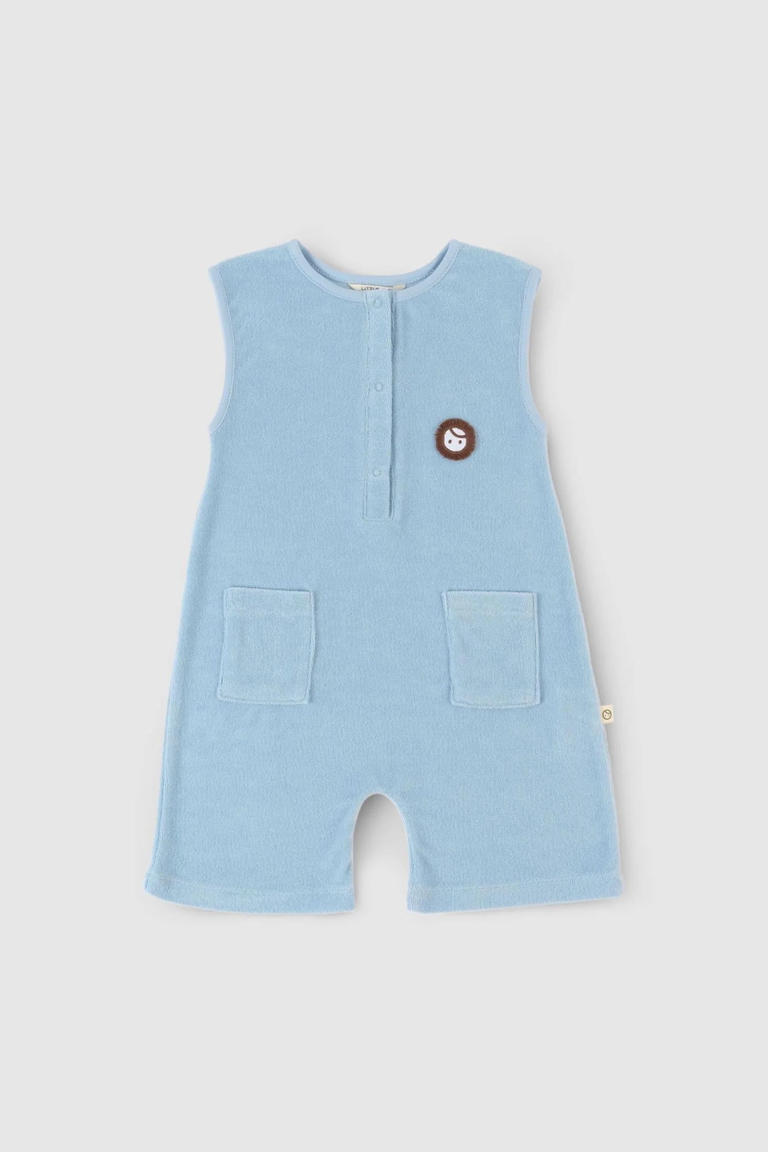 Organic Cotton Sleeveless Romper - Blue