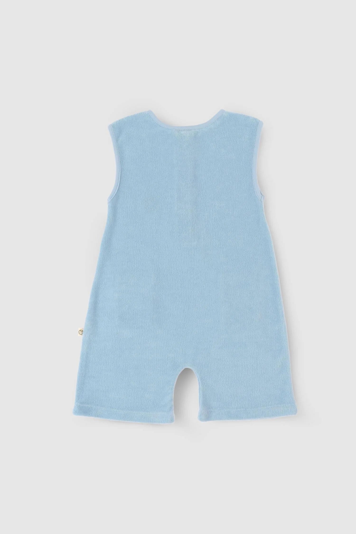 Organic Cotton Sleeveless Romper - Blue