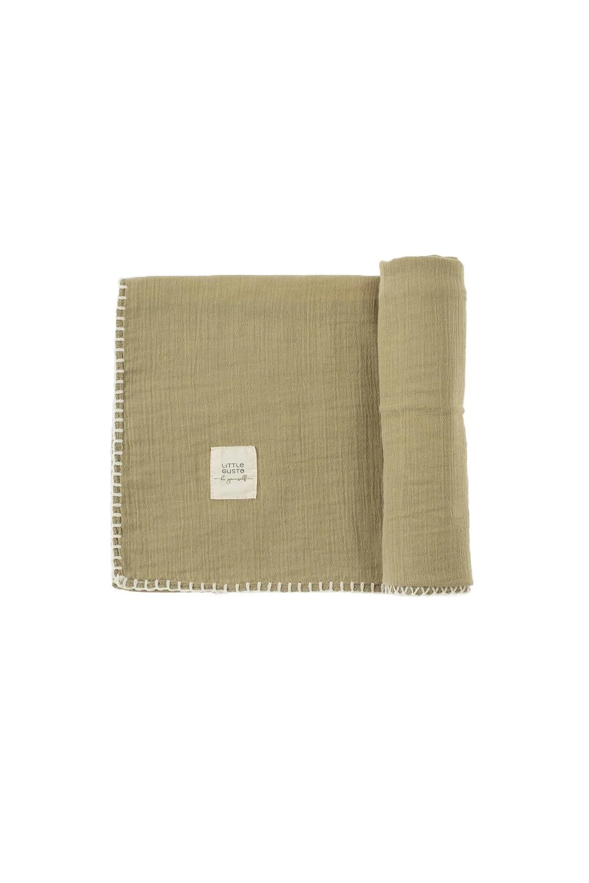 ORGANIC COTTON MUSLIN COVER 75X75 CM - KHAKI