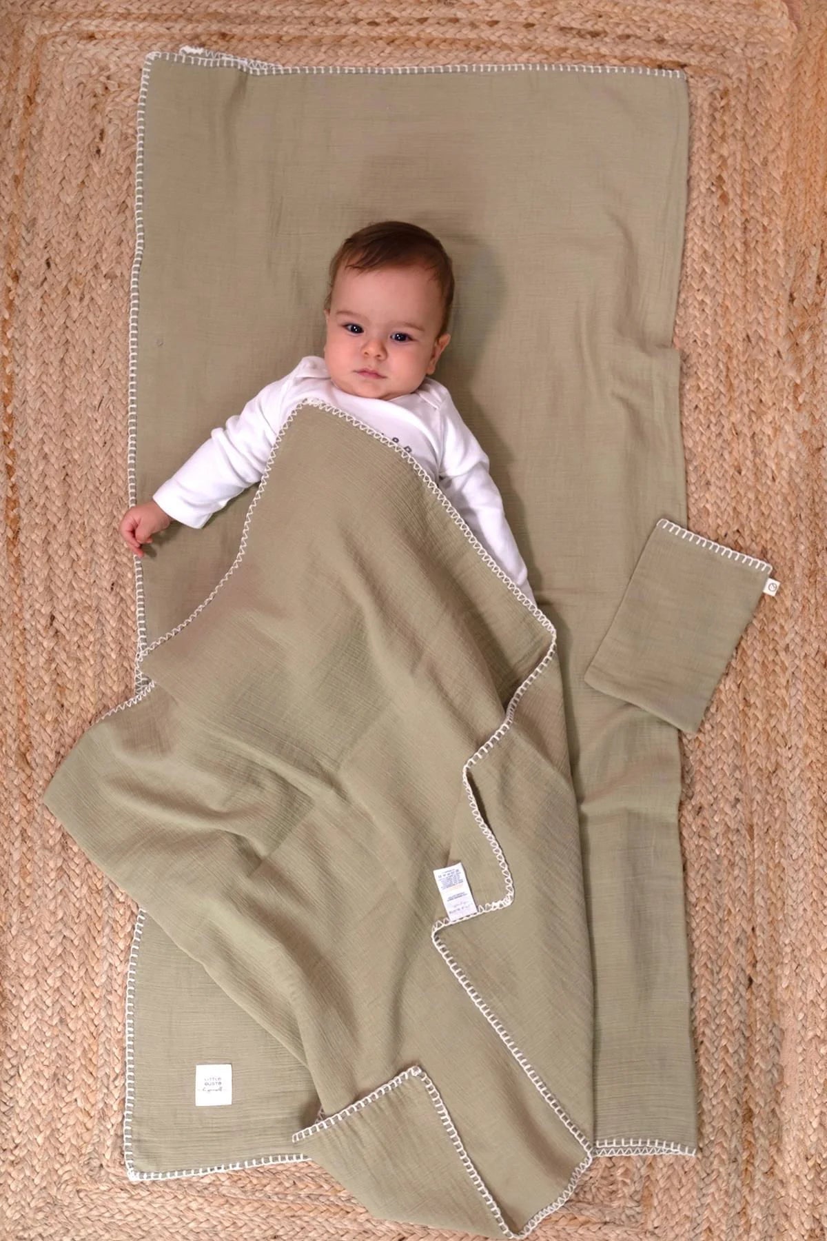 ORGANIC COTTON MUSLIN COVER 75X75 CM - KHAKI