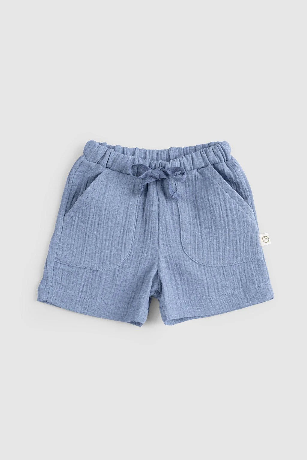 ORGANIC COTTON MUSLIN BABY SHORTS - Blue