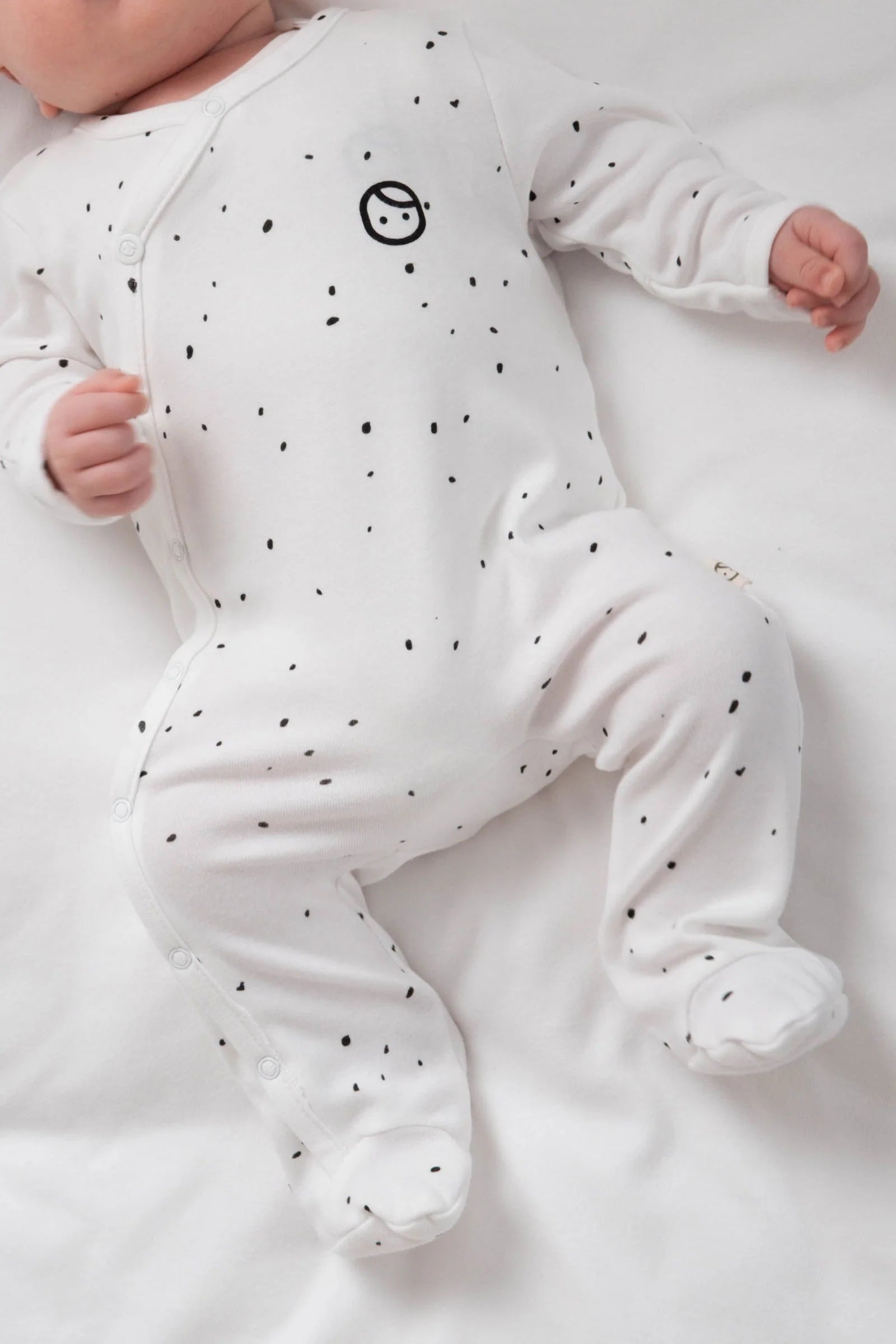 Organic Cotton Onesie with Booties - White Cosmos