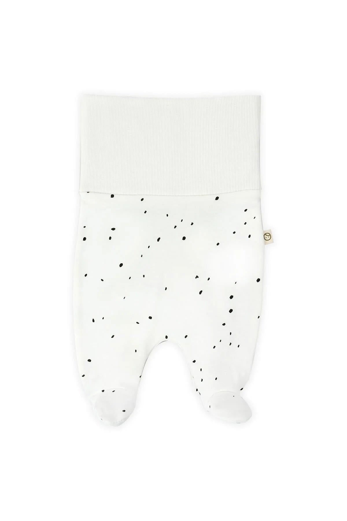 Organic Cotton High Waist Pants with Booties Newborn - White Cosmos