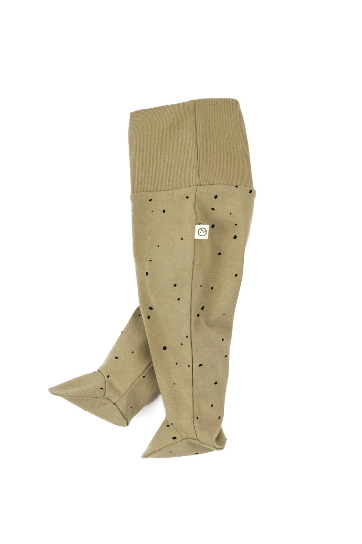 Organic Cotton High Waist Pants with Booties Newborn - Khaki Cosmos