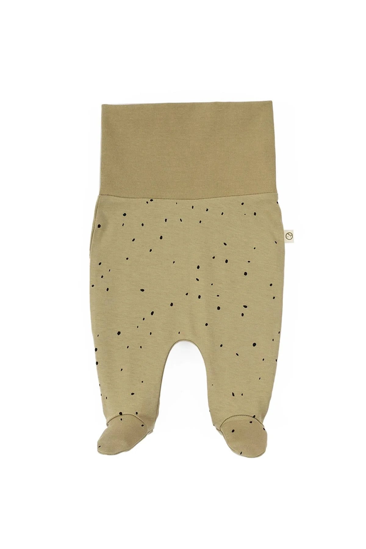 Organic Cotton High Waist Pants with Booties Newborn - Khaki Cosmos