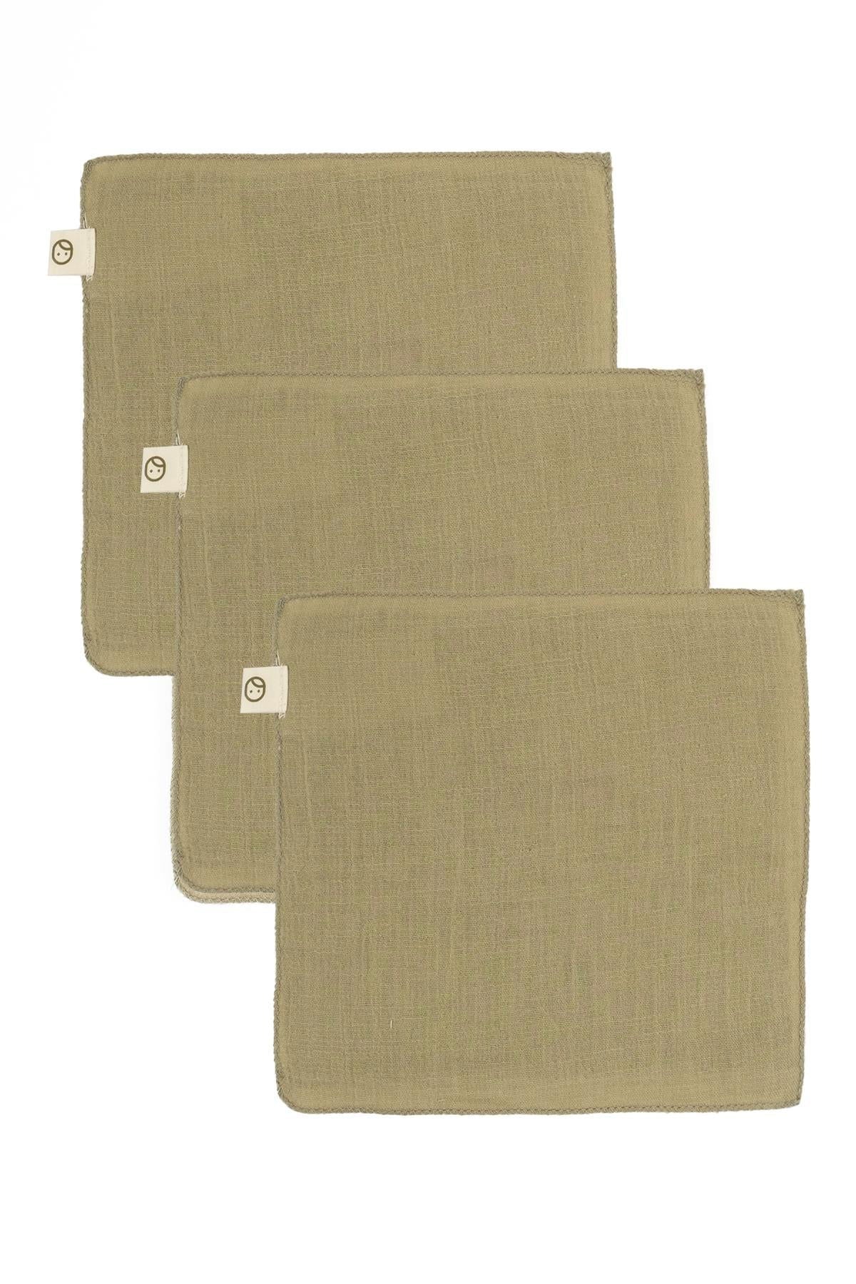 Muslin Face Cloth - Khaki (3 Pcs)