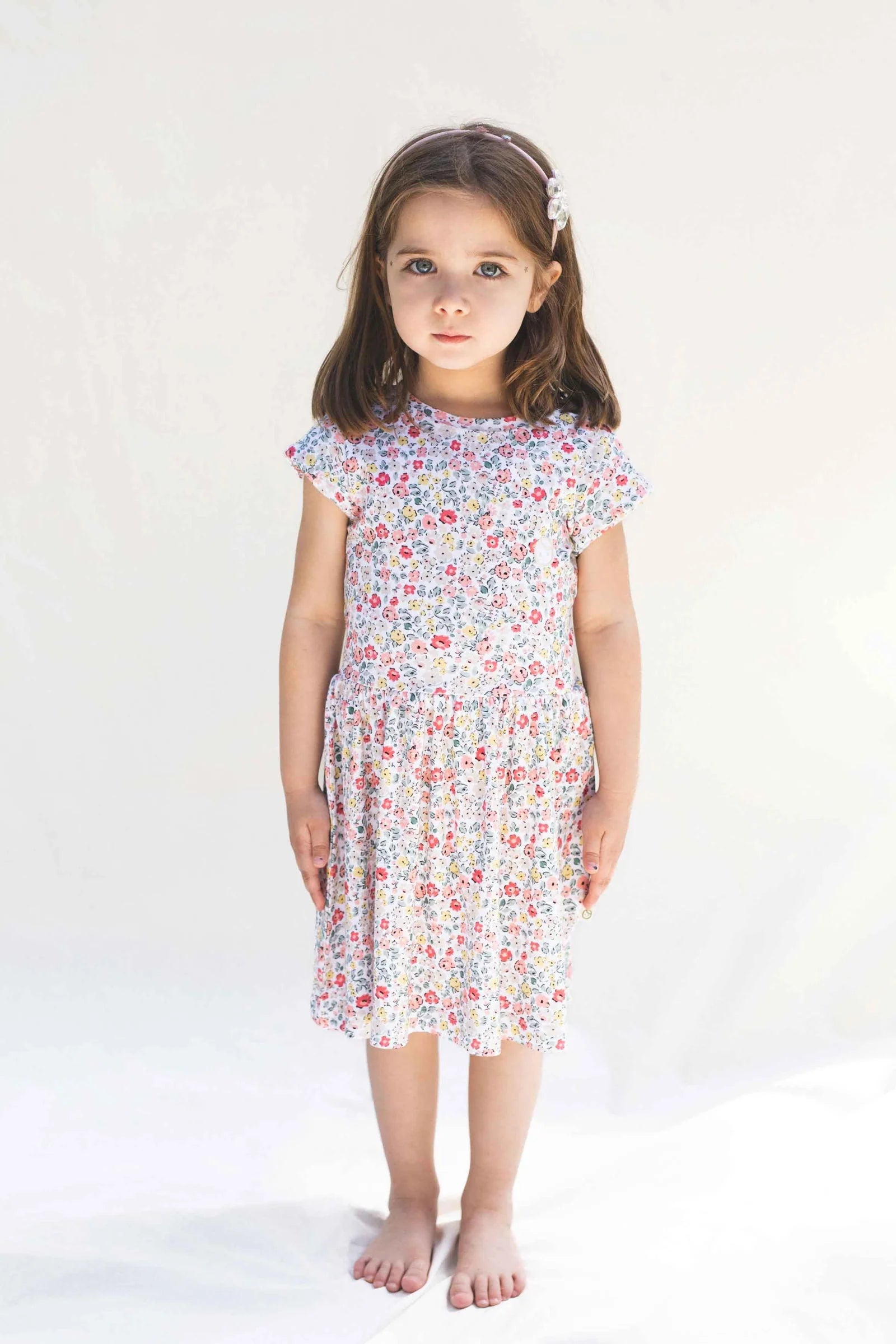 Flower Patterned Dress with Bamboo Filled Sleeves