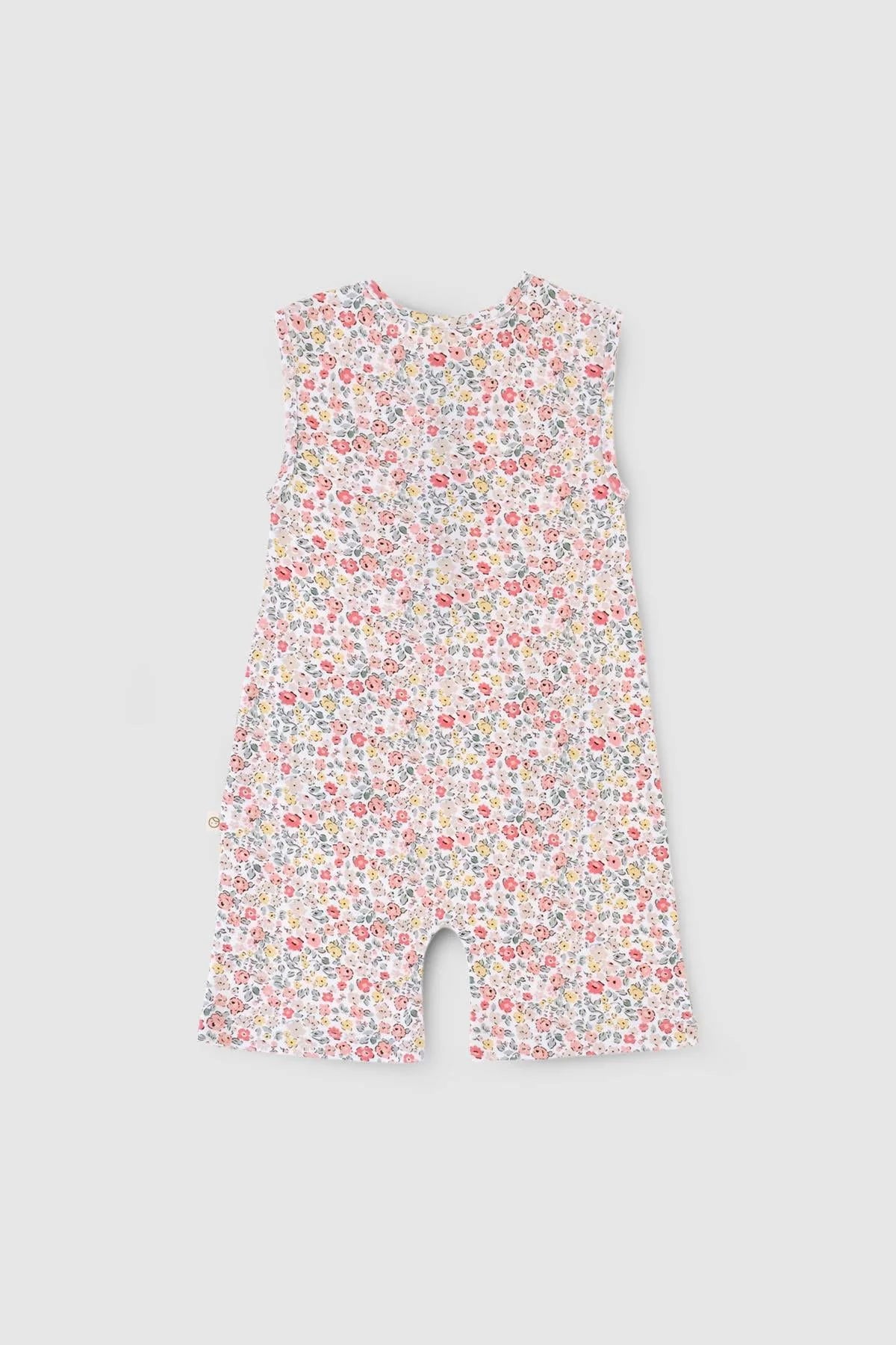 Bamboo Floral Patterned Sleeveless Shorts Romper