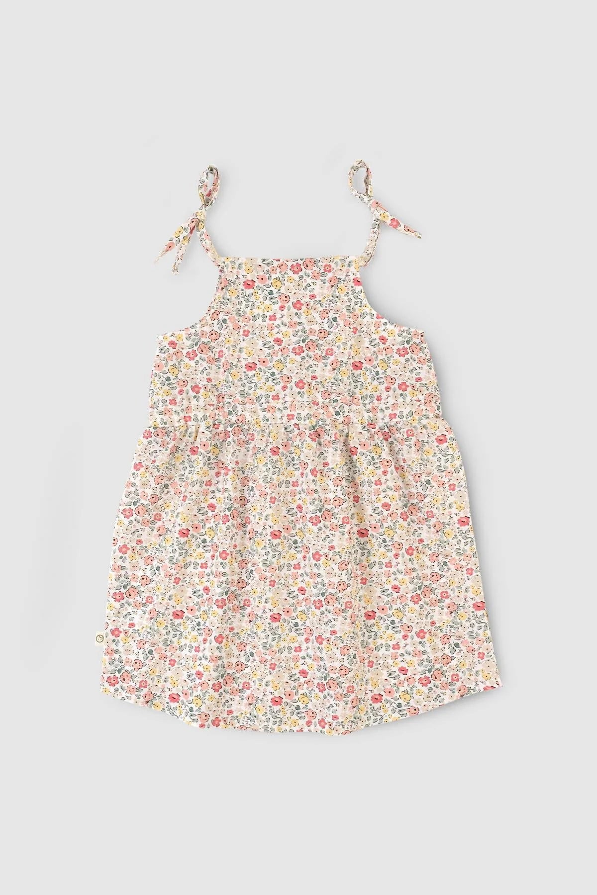 Organic Cotton Pink Dress With Strap - Floral