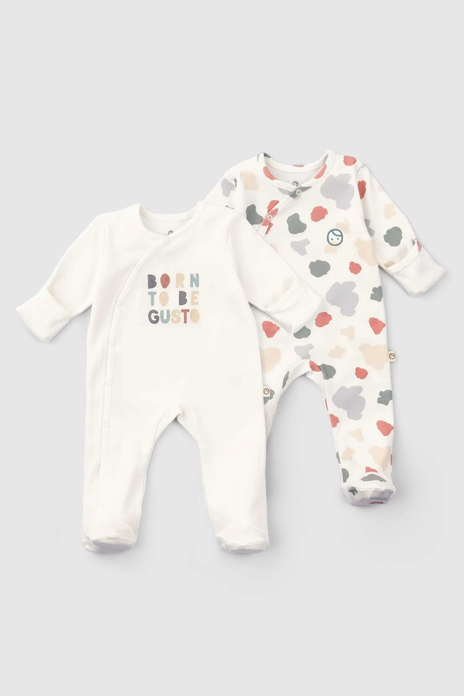 Organic Cotton Footed Onesie Set with Gusto Print (2-pack)