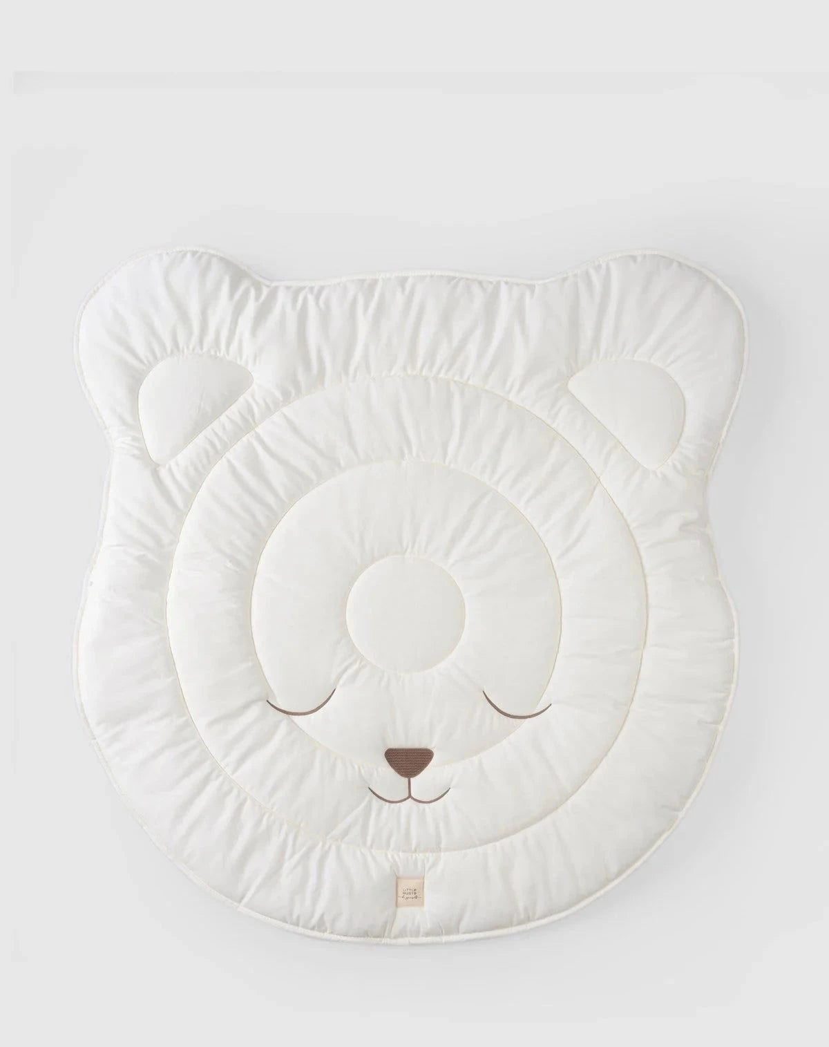 Round Crawling Cushion with Non-Slip Bottom - White Teddy Bear