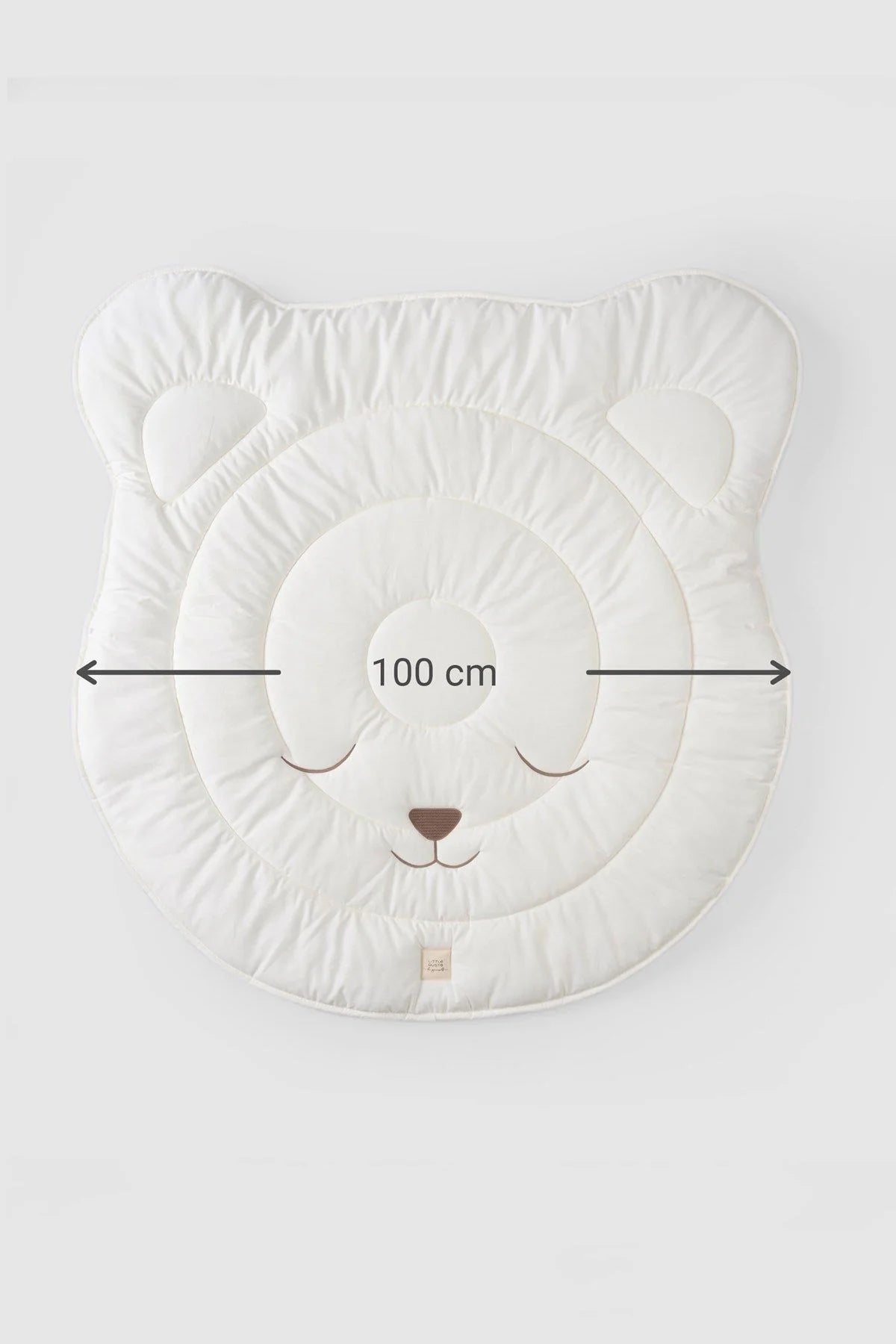 Round Crawling Cushion with Non-Slip Bottom - White Teddy Bear