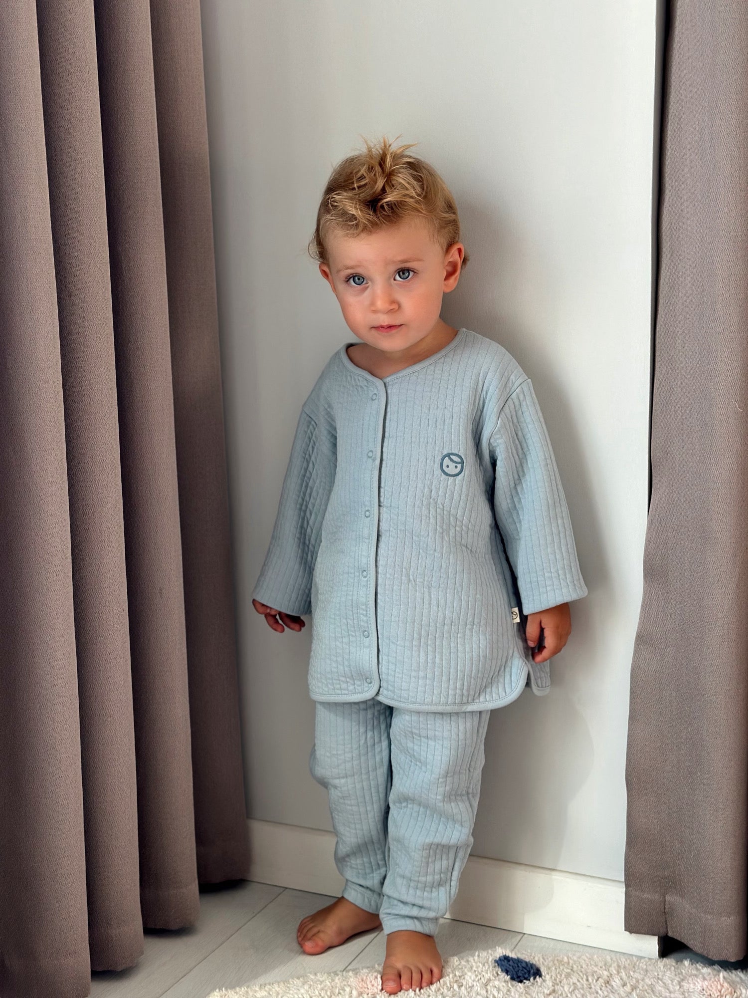 Organic Cotton Quilted Baby Tracksuit Set - Blue