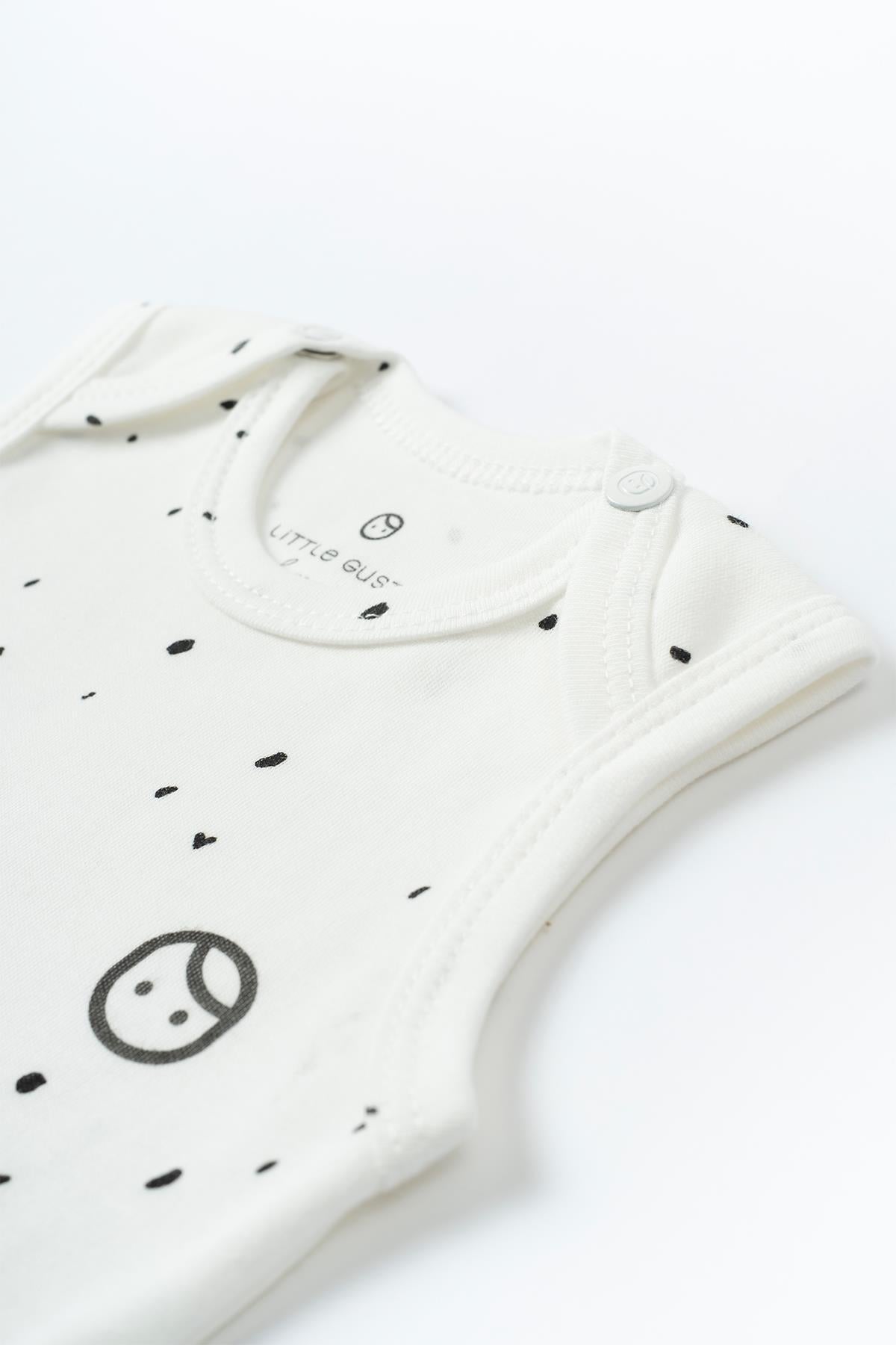 White Cosmos Organic Cotton Sleeveless Bodysuit - Soft & Breathable