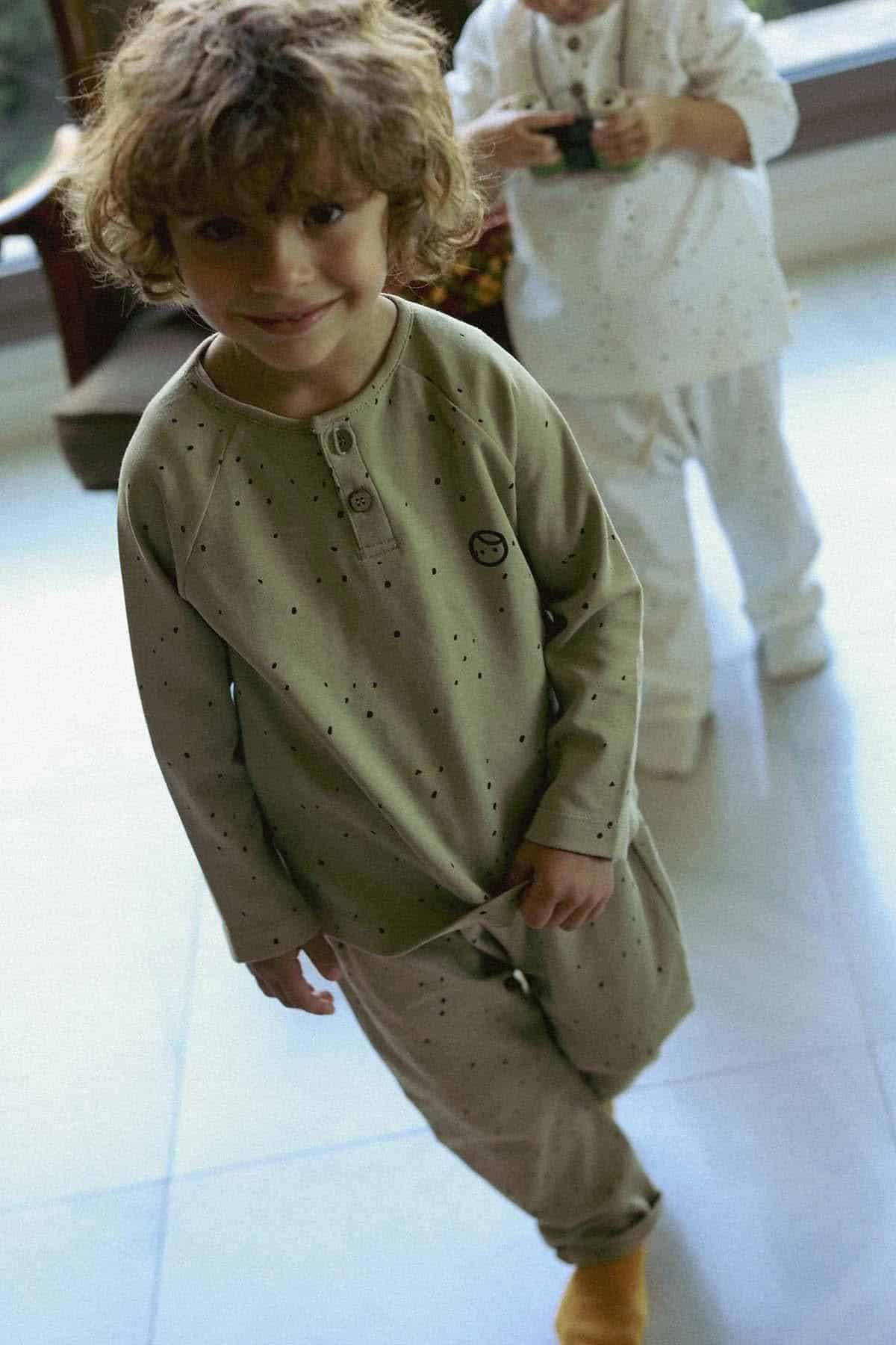 Cosmos Khaki Organic Cotton Pyjama Set | Eco-Friendly Comfort Sleepwear