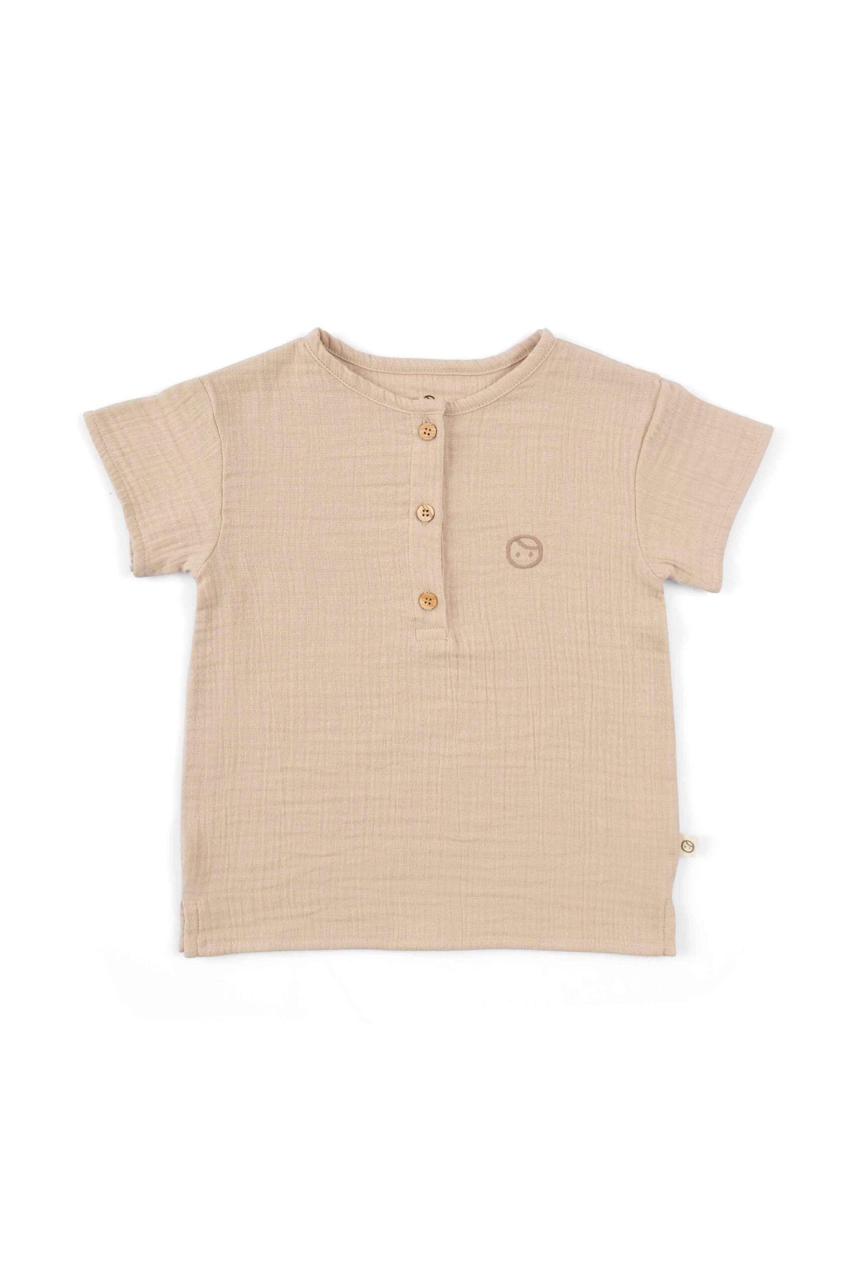 Organic Cotton Muslin T-Shirt for Kids - Beige | Comfortable and Eco-Friendly