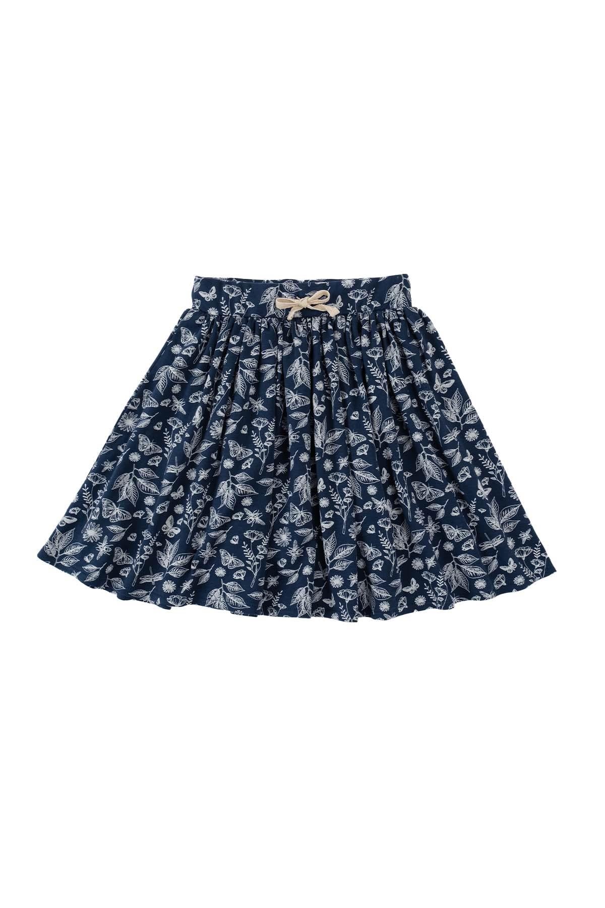 Organic Cotton Mini Skirt in Navy Blue - Sustainable