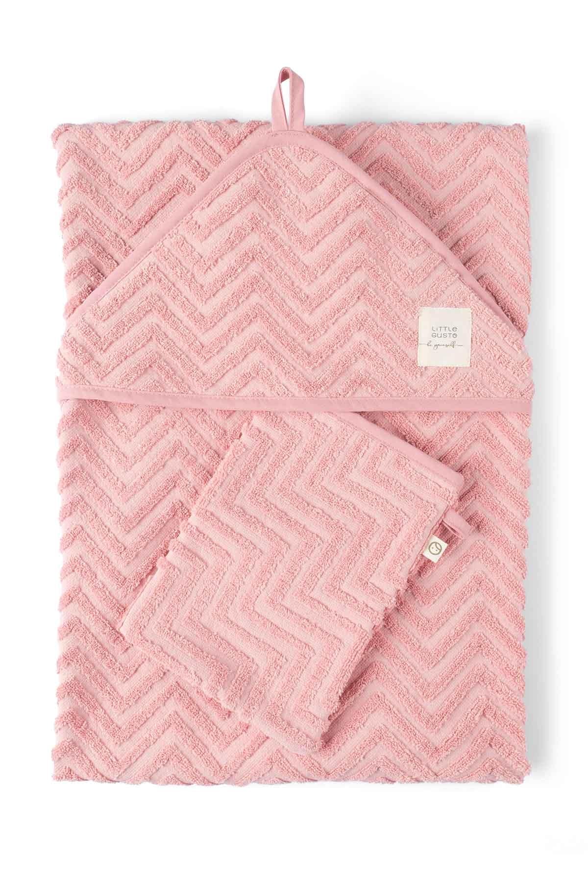 Organic Cotton Baby Towel and Pouch Set - Pink | Soft and Eco-Friendly Baby Care