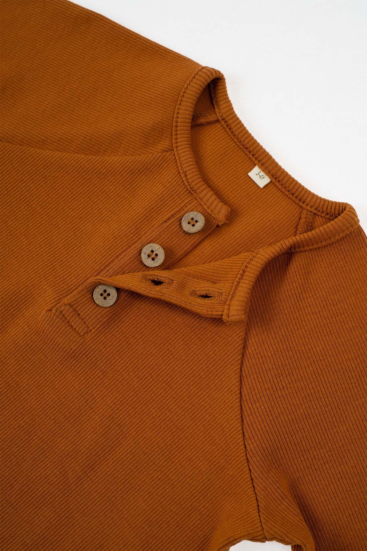 Copper Organic Cotton Ribbed Longsleeve for Kids | Warm & Eco-Friendly