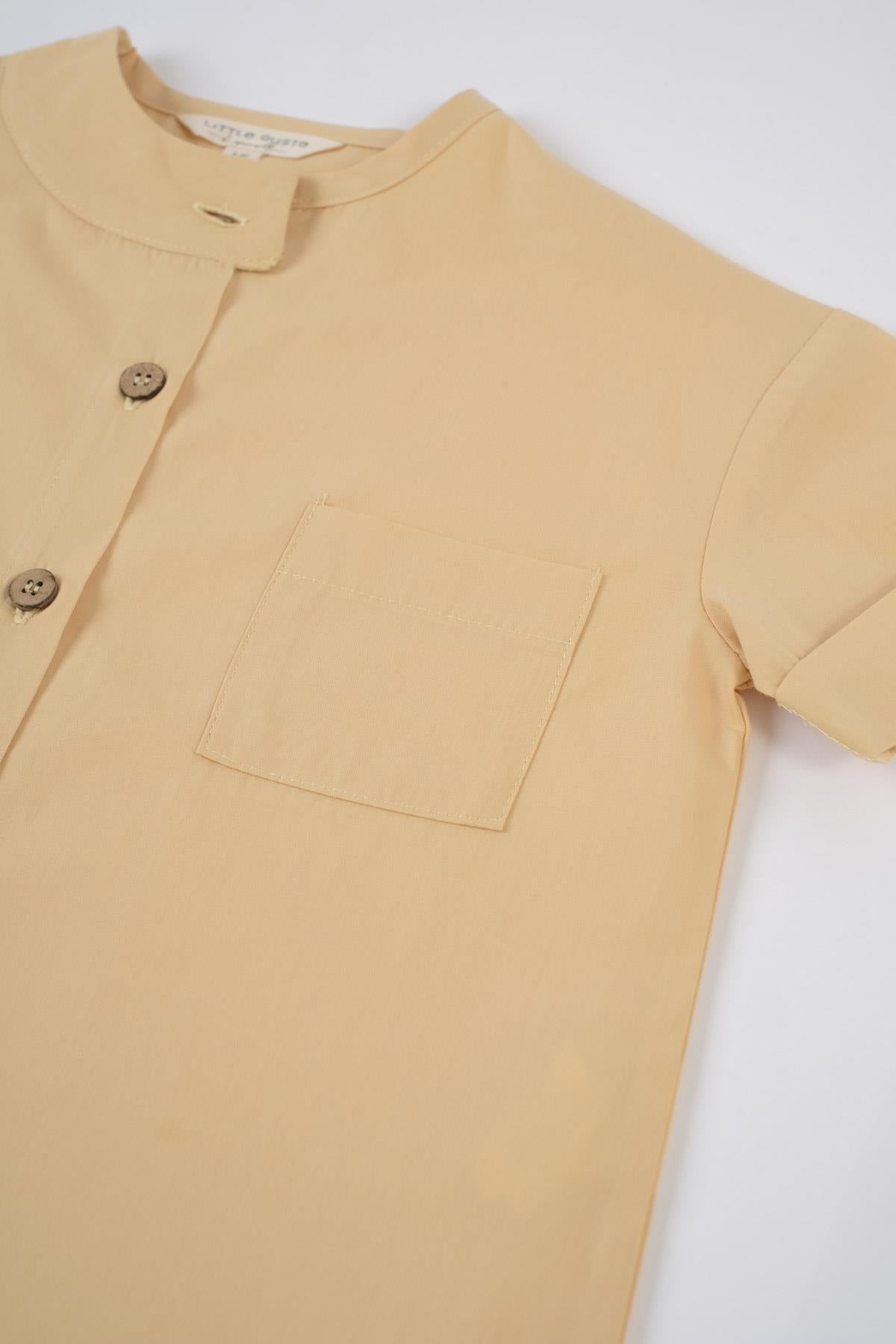 Yellow Organic Cotton Short Sleeve Shirt - Soft & Eco-Friendly