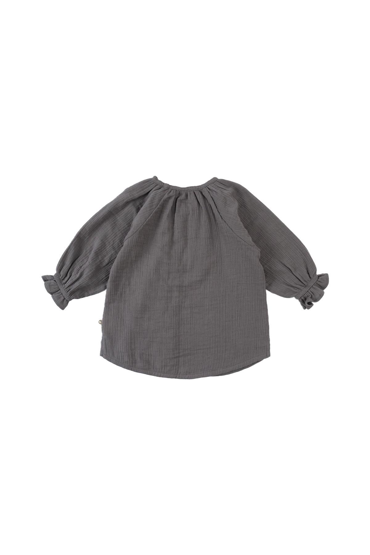 Organic Cotton Muslin Shirt for Kids in Grey - Soft, Breathable, and Comfortable