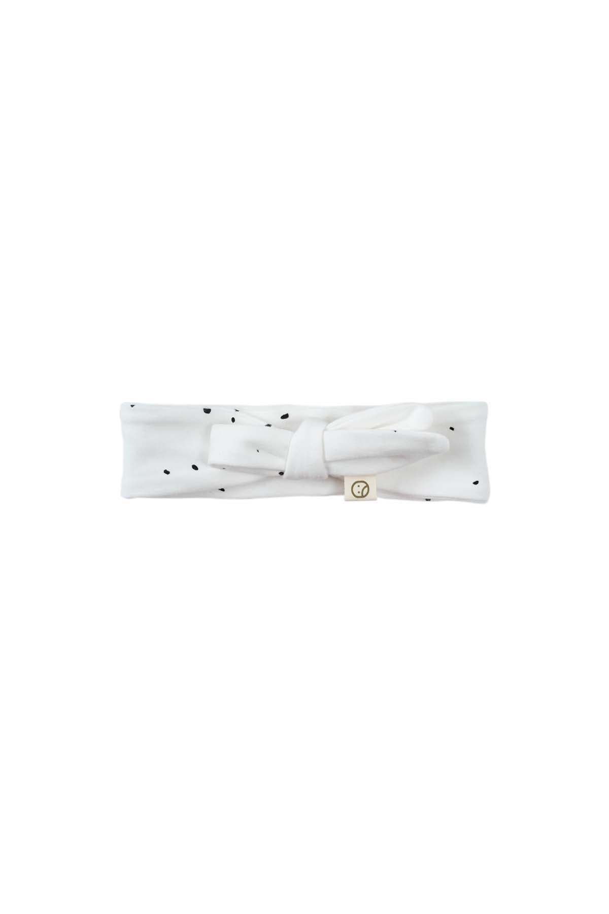 Organic Cotton Headband - White Dots | Soft, Stylish, and Comfortable