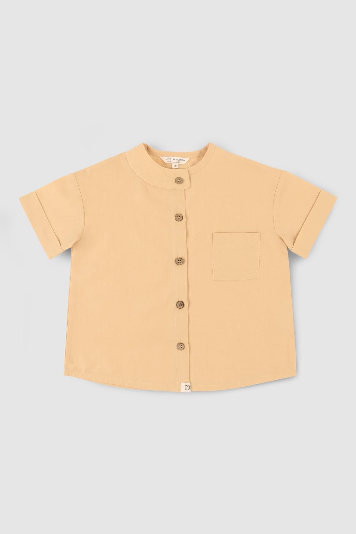 Yellow Organic Cotton Short Sleeve Shirt - Soft & Eco-Friendly