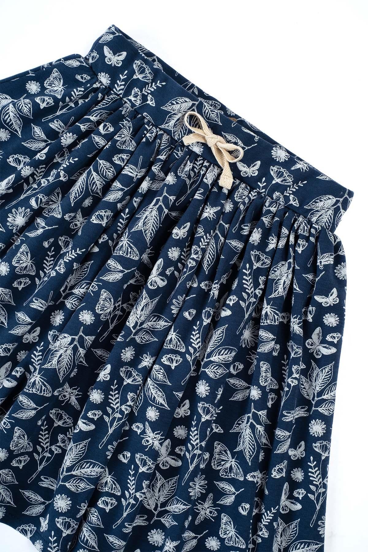 Organic Cotton Mini Skirt in Navy Blue - Sustainable